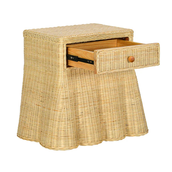 Pentra Natural Rattan Nightstand With Drawer