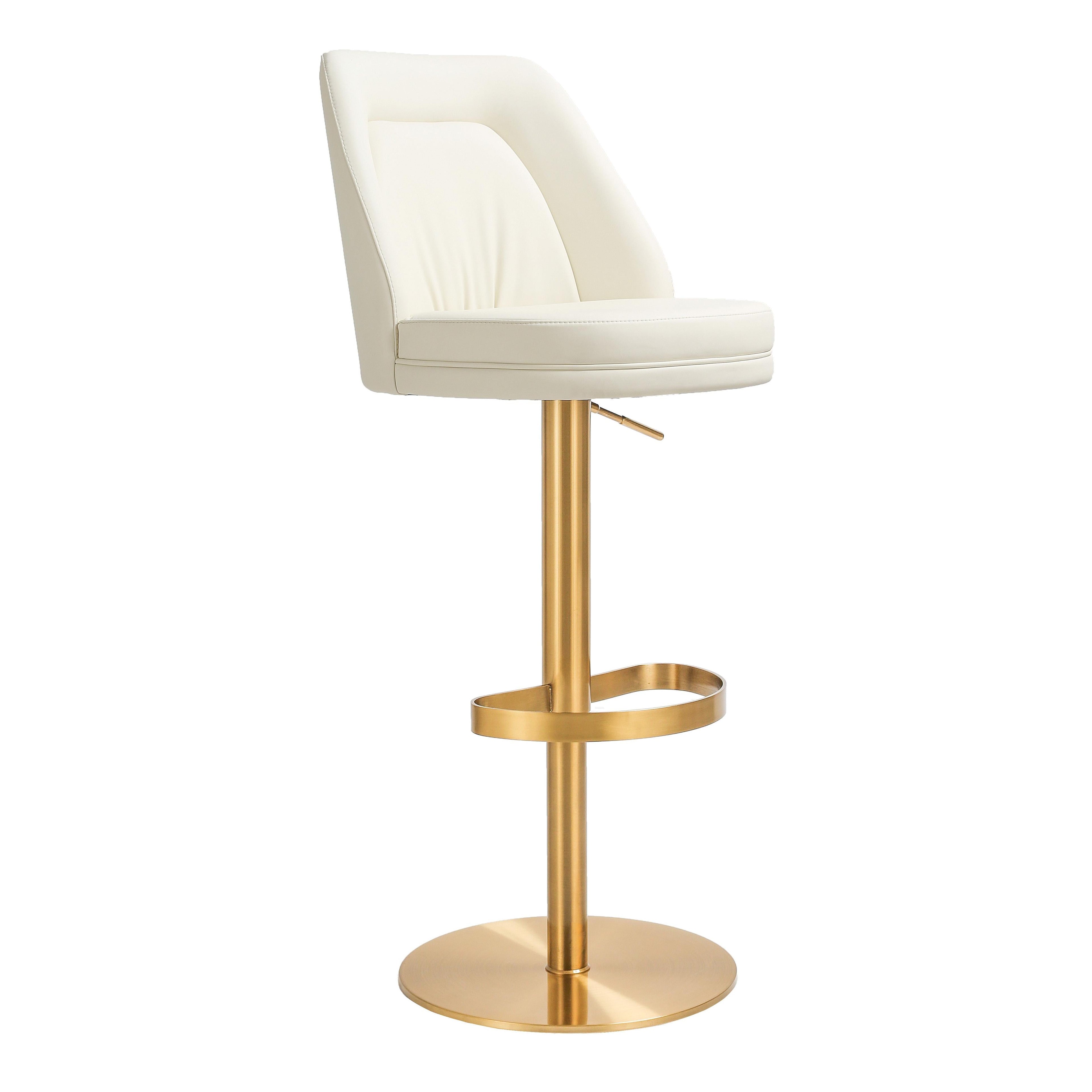 Maven Performance Vegan Leather Adjustable Swivel Stool in White
