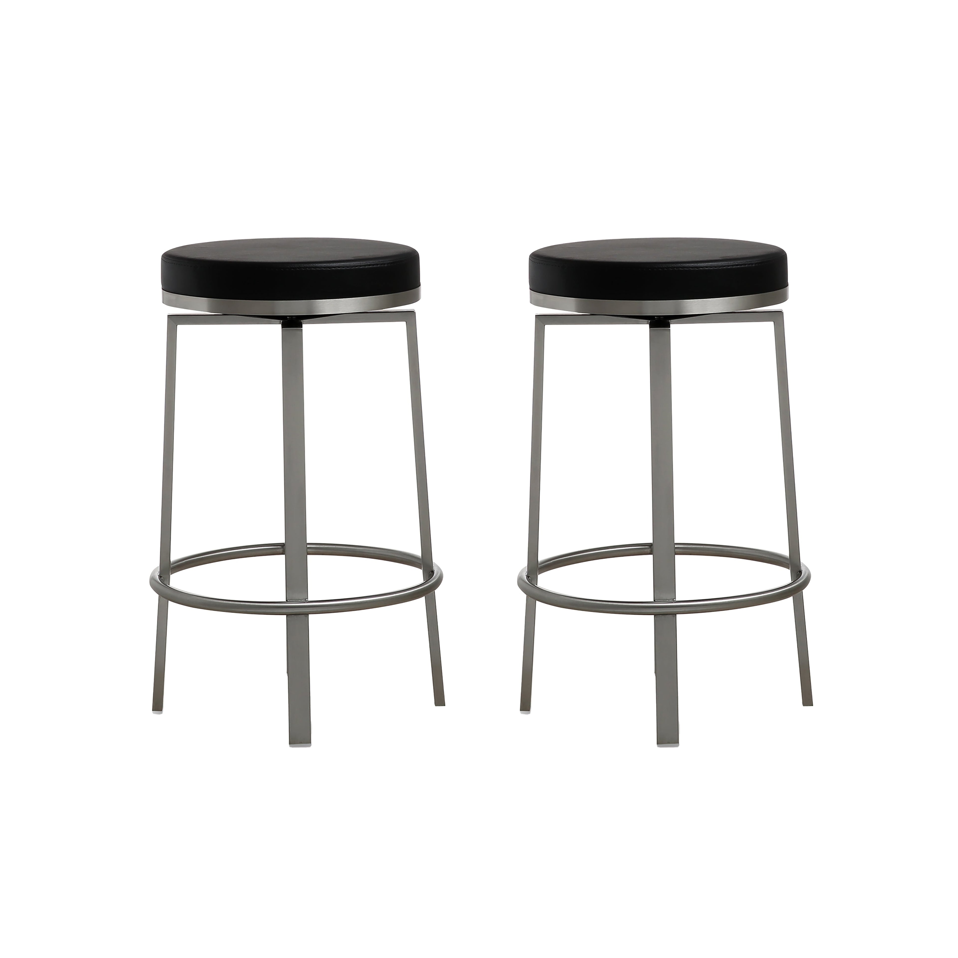 Pratt Performance Vegan Leather Swivel Counter Stool - Set of 2 in Black