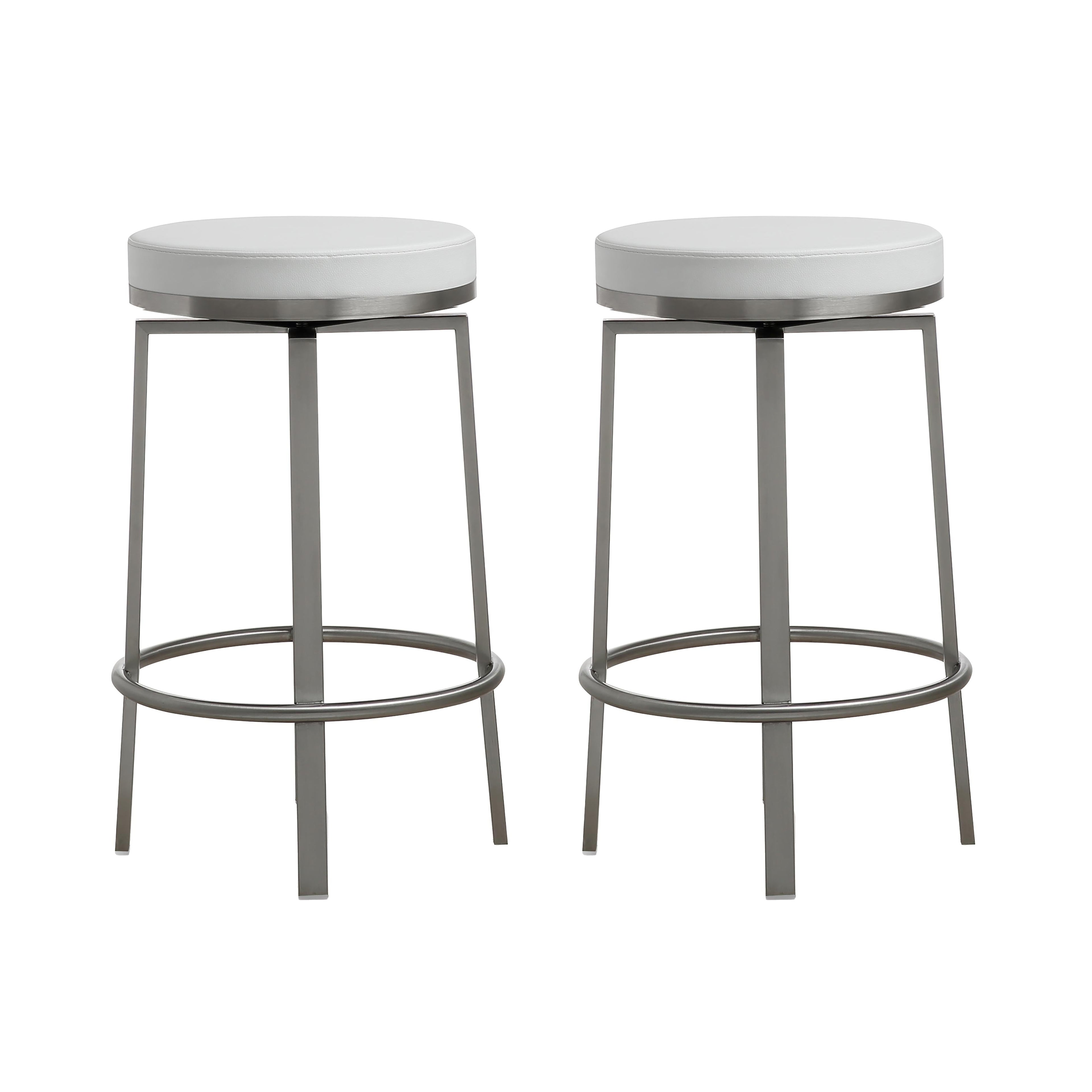 Pratt Performance Vegan Leather Swivel Counter Stool - Set of 2 in White