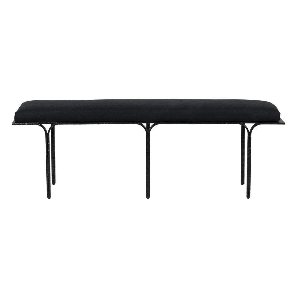Bryn 59" Black Linen Bench - Black