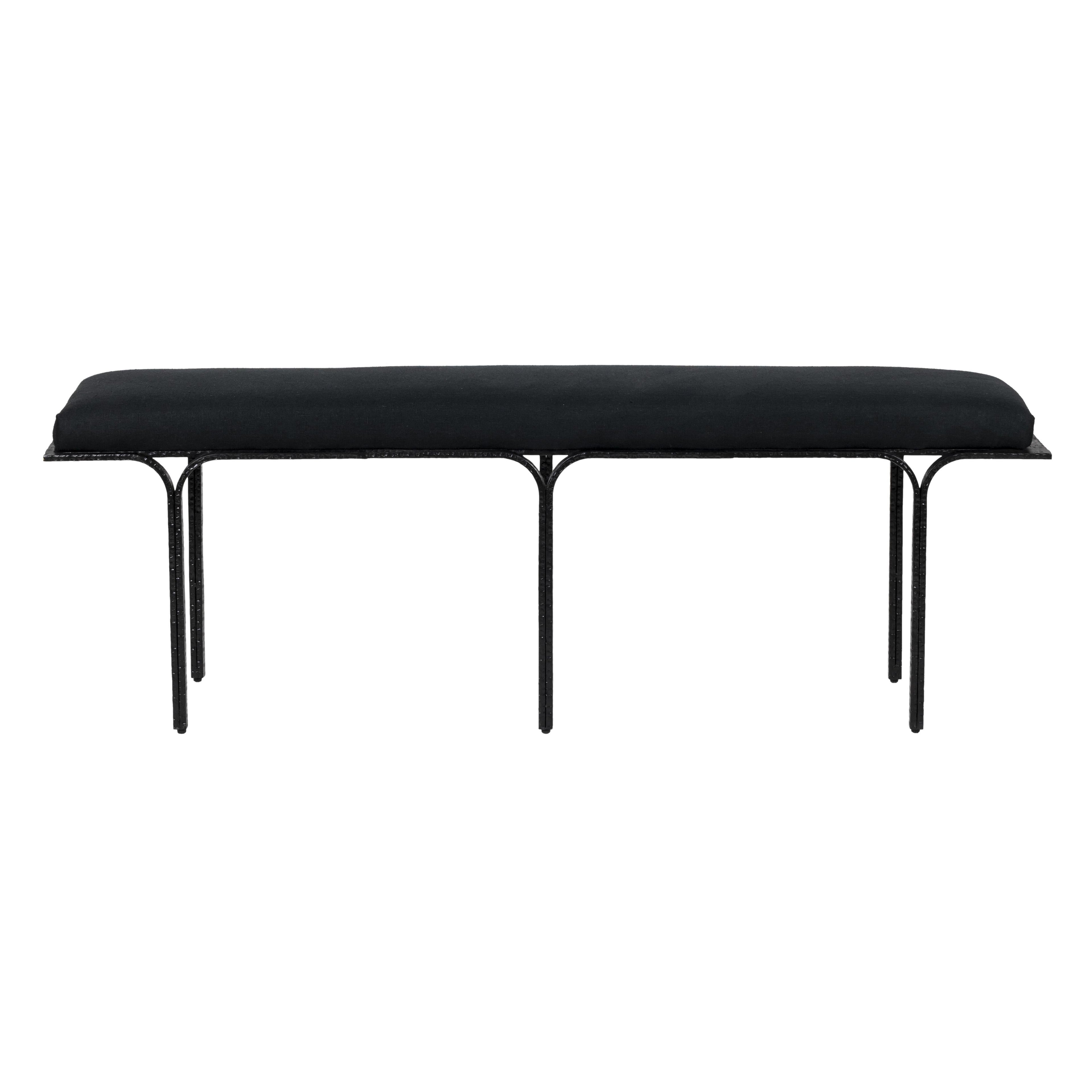 Bryn 59" Black Linen Bench - Black