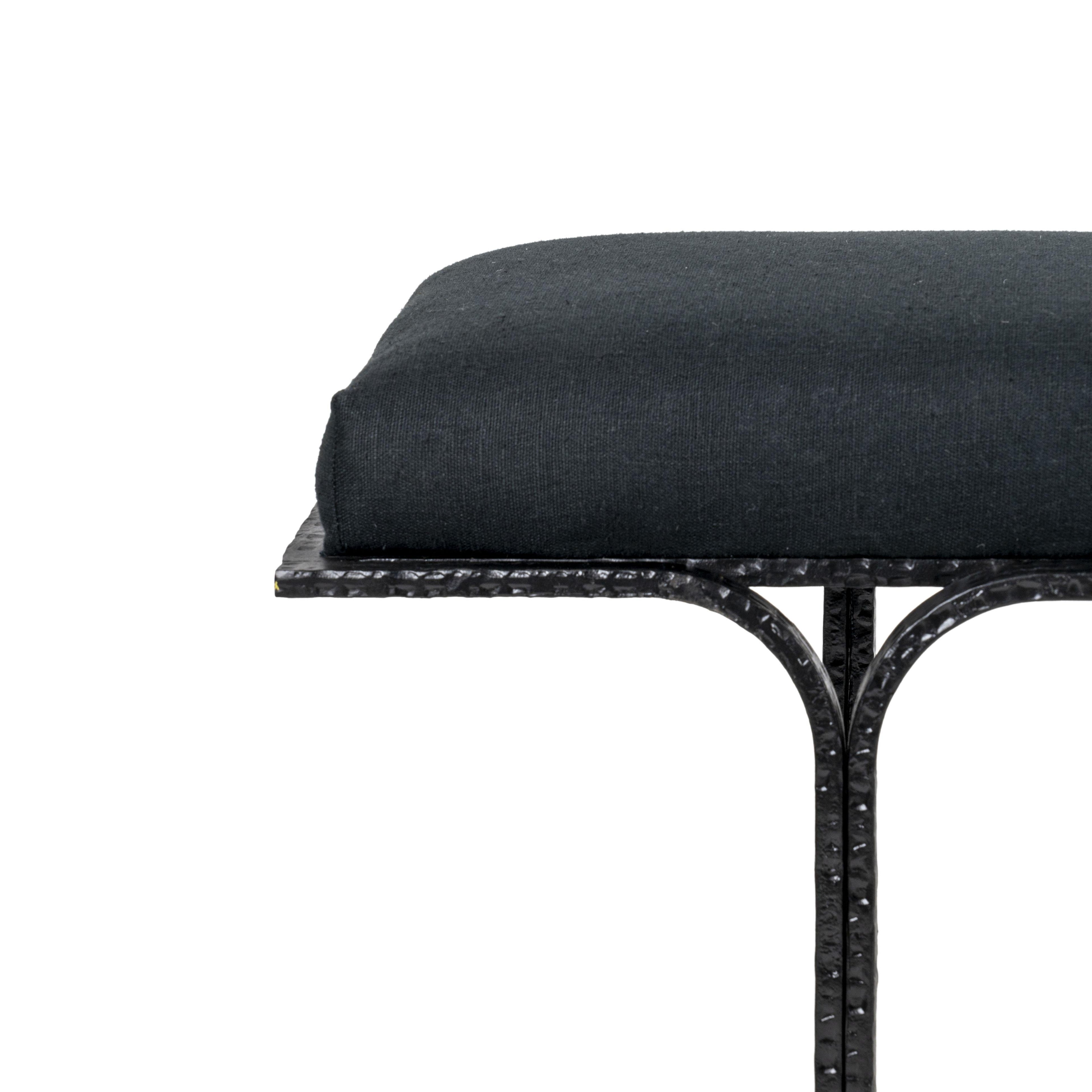 Bryn 59" Black Linen Bench - Black