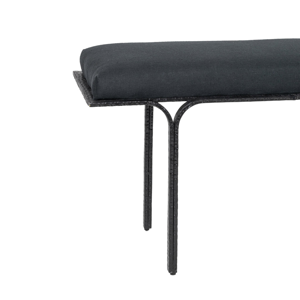 Bryn 59" Black Linen Bench - Black