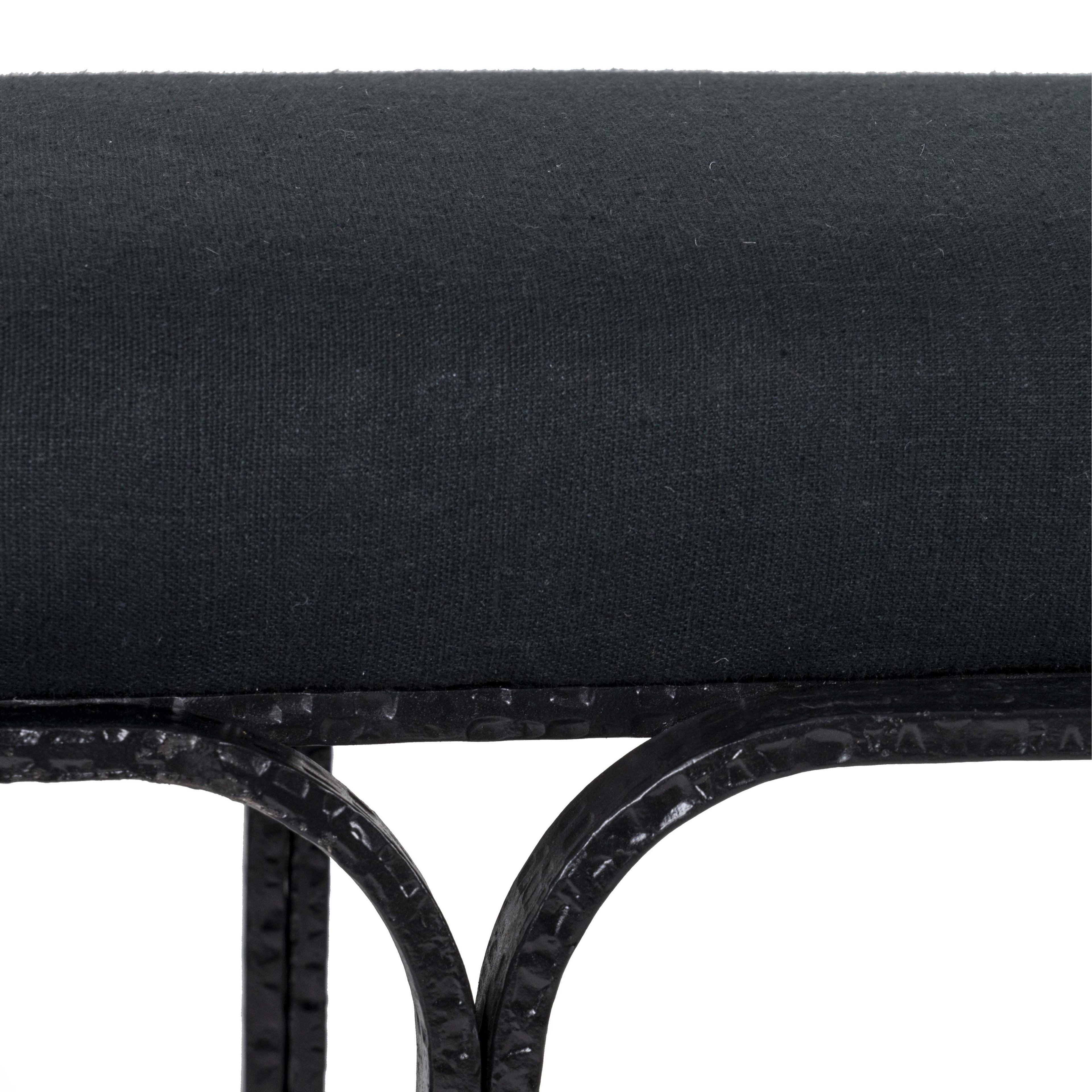 Bryn 59" Black Linen Bench - Black