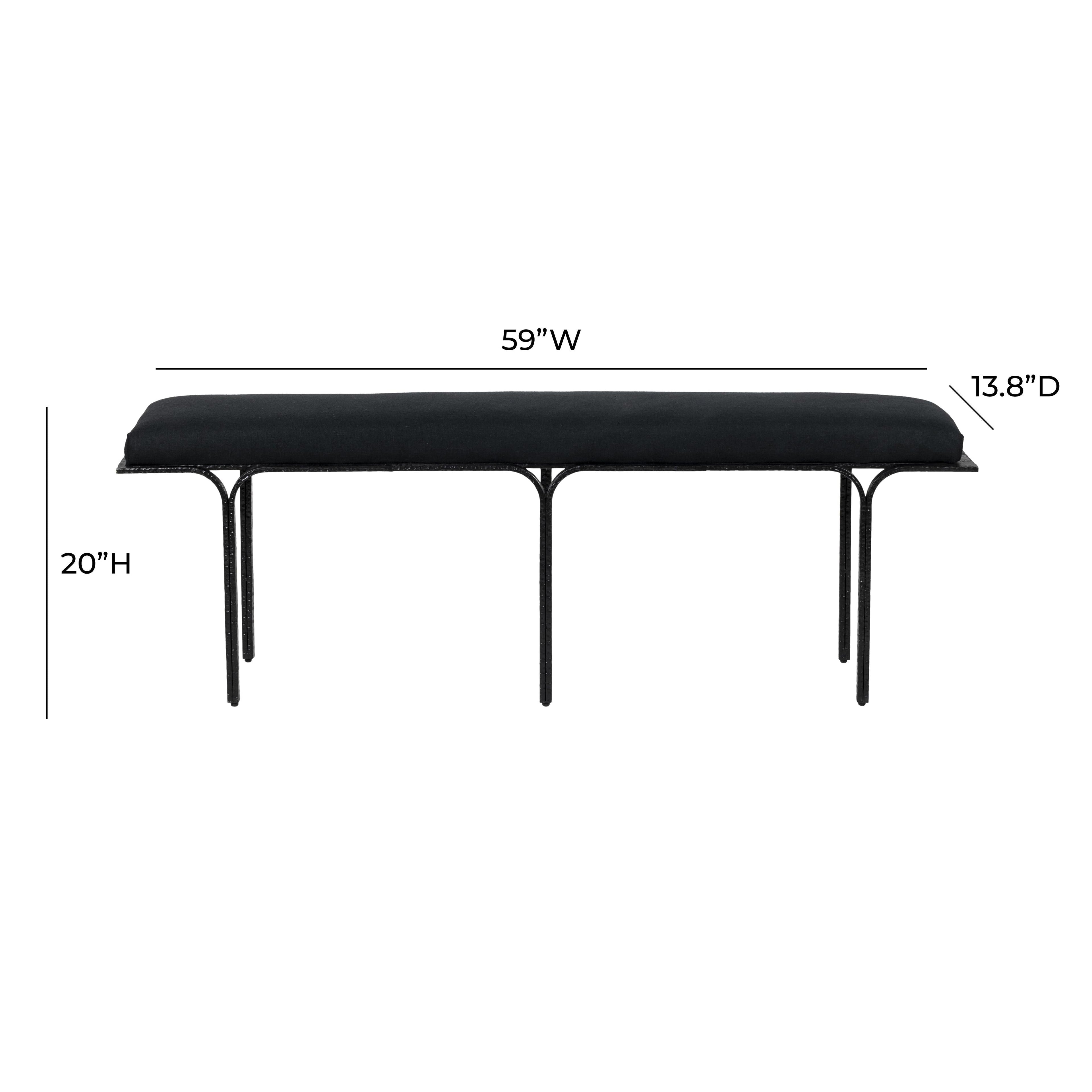Bryn 59" Black Linen Bench - Black