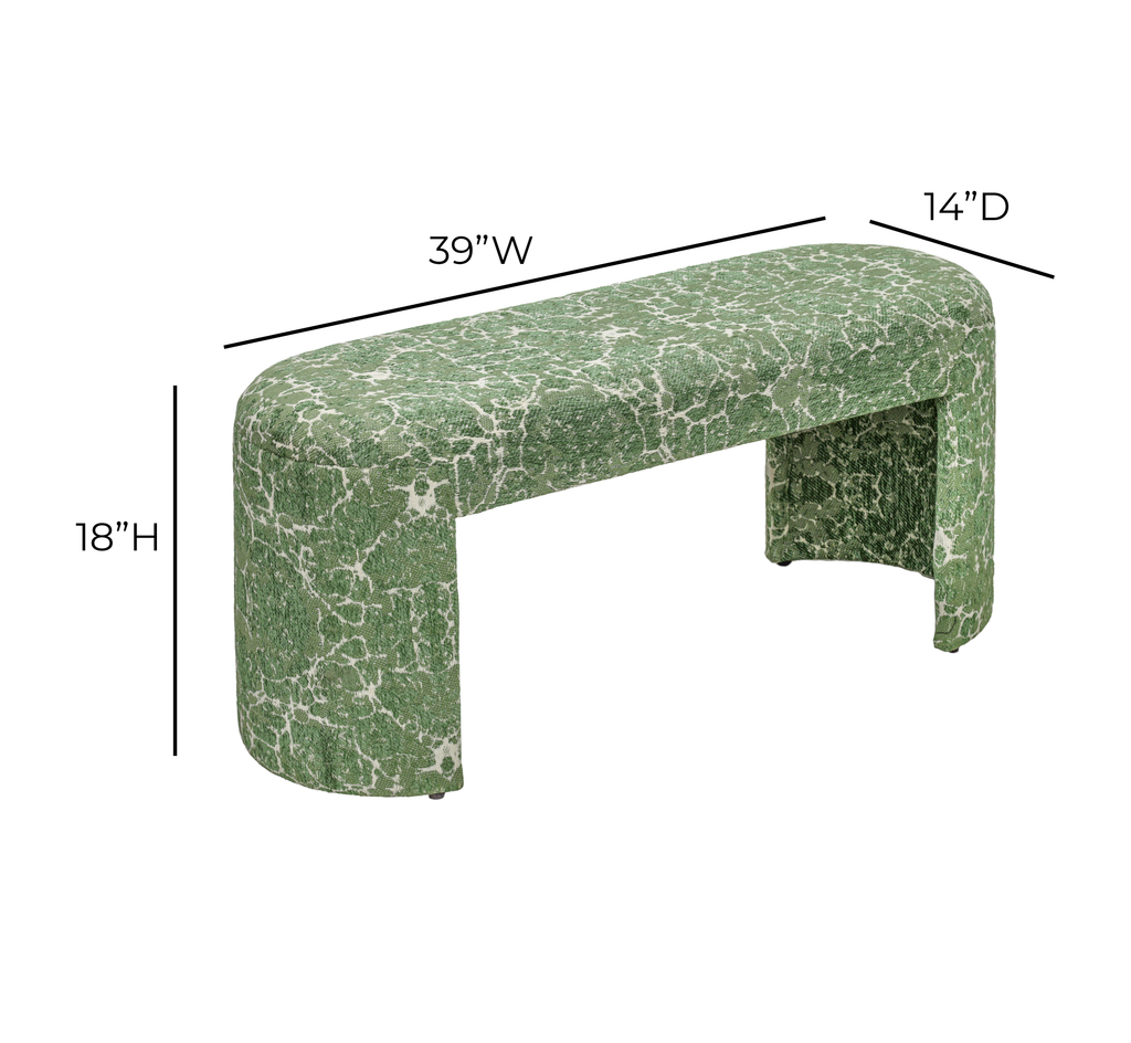 Greenspace 39" Rounded Upholstered Bench - Green