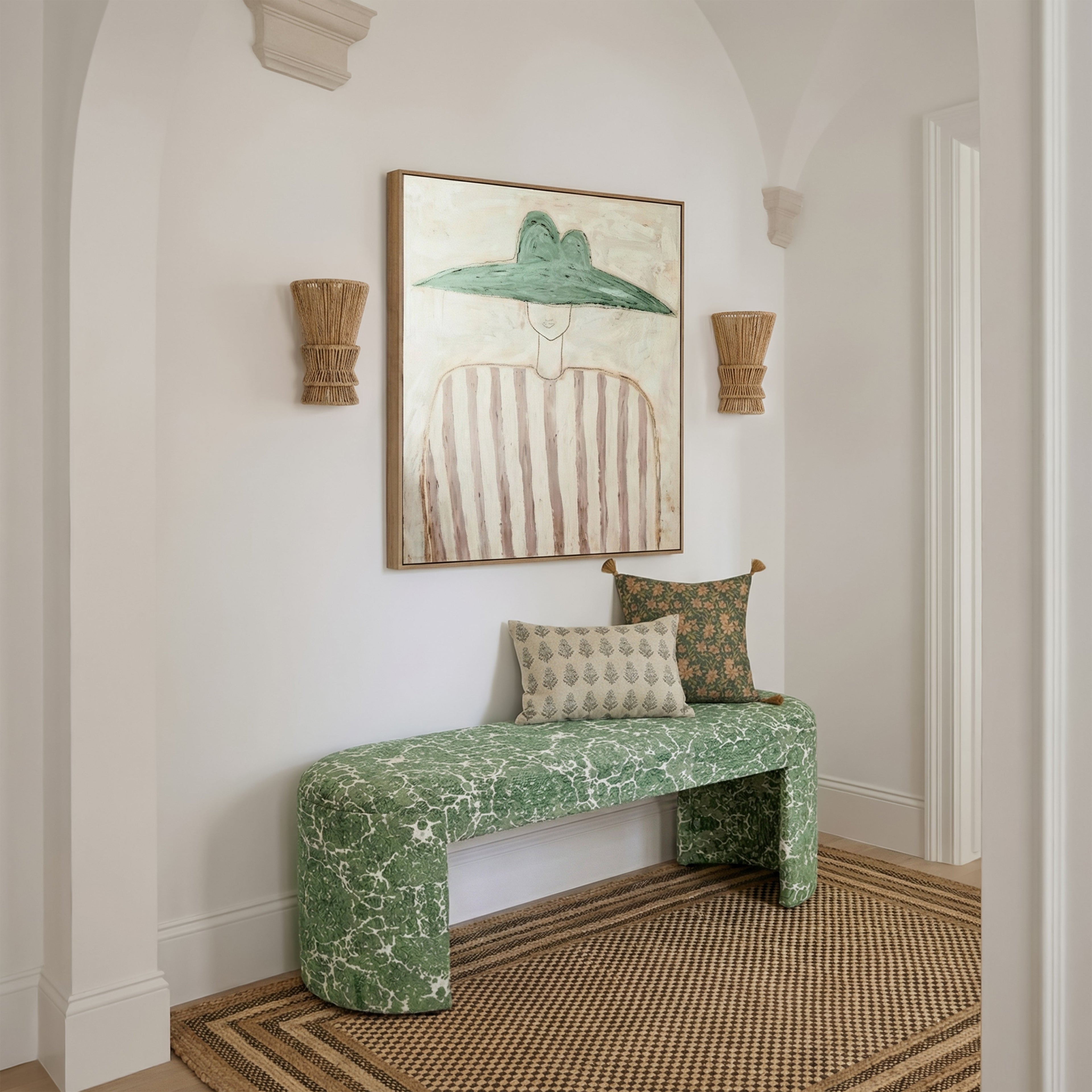 Greenspace 39" Rounded Upholstered Bench - Green