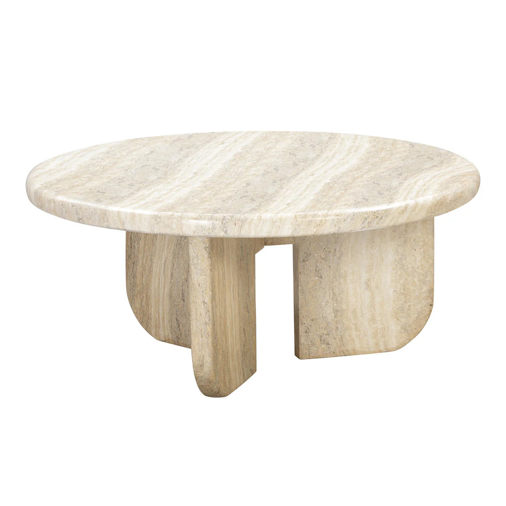 Patrizia Faux Travertine Round Coffee Table