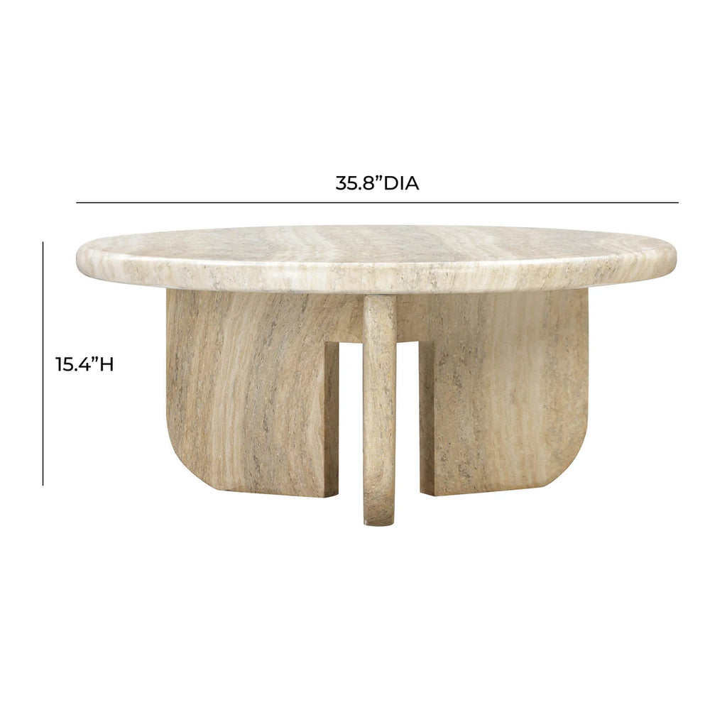 Patrizia Faux Travertine Round Coffee Table