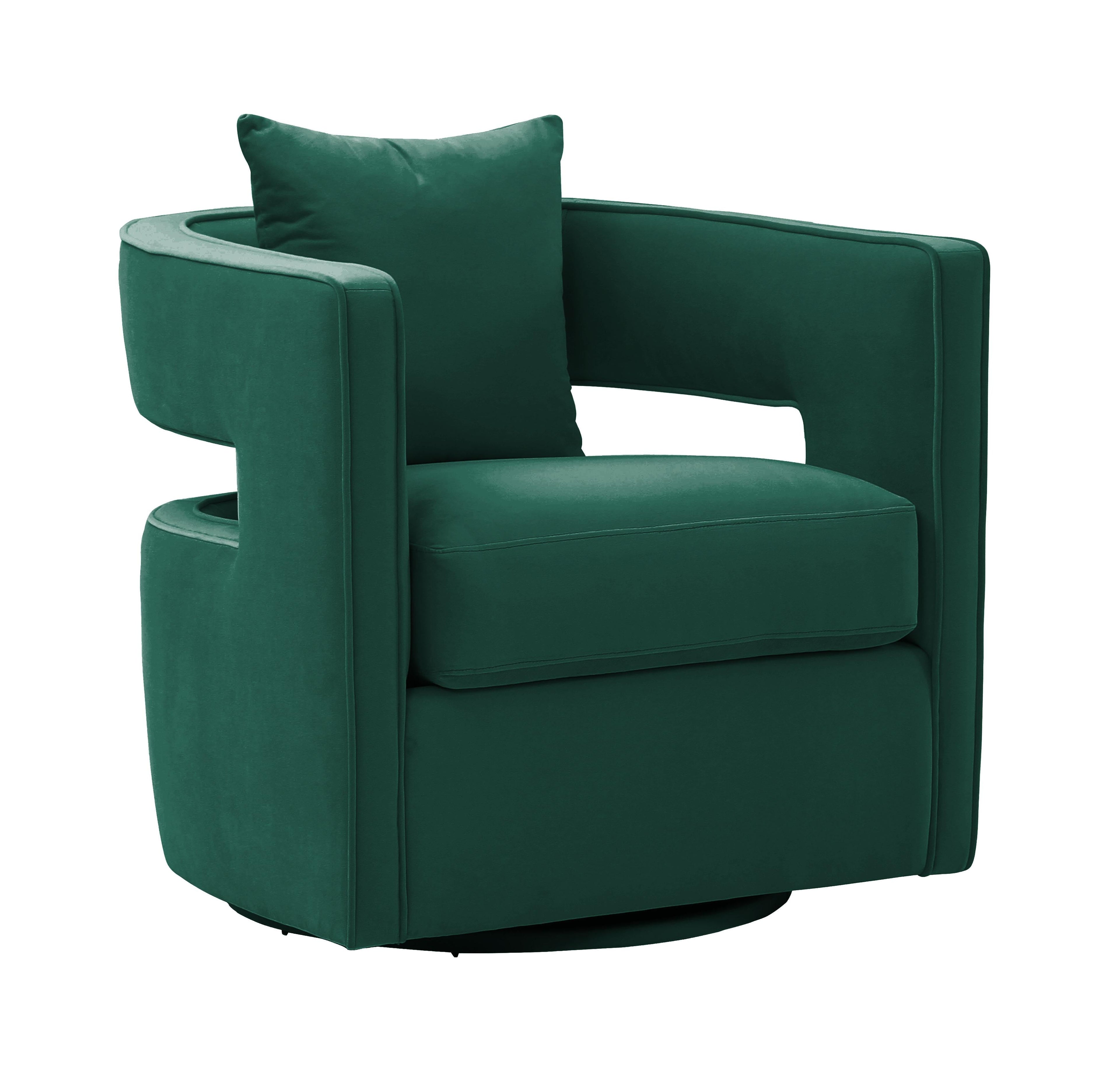 Kennedy Performance Velvet Swivel Accent Chair in Forest Green