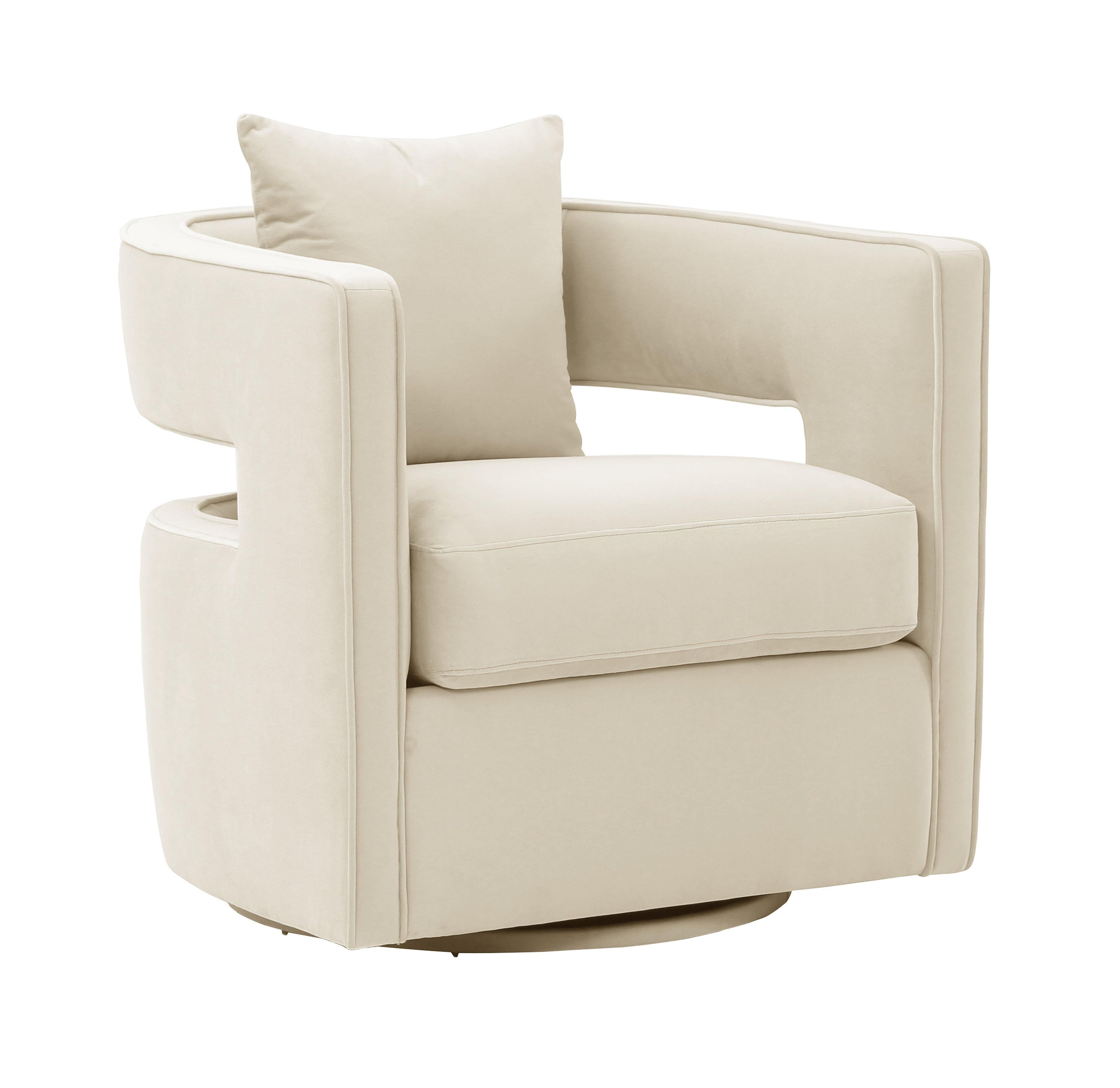 Kennedy Performance Velvet Swivel Accent Chair in Cream