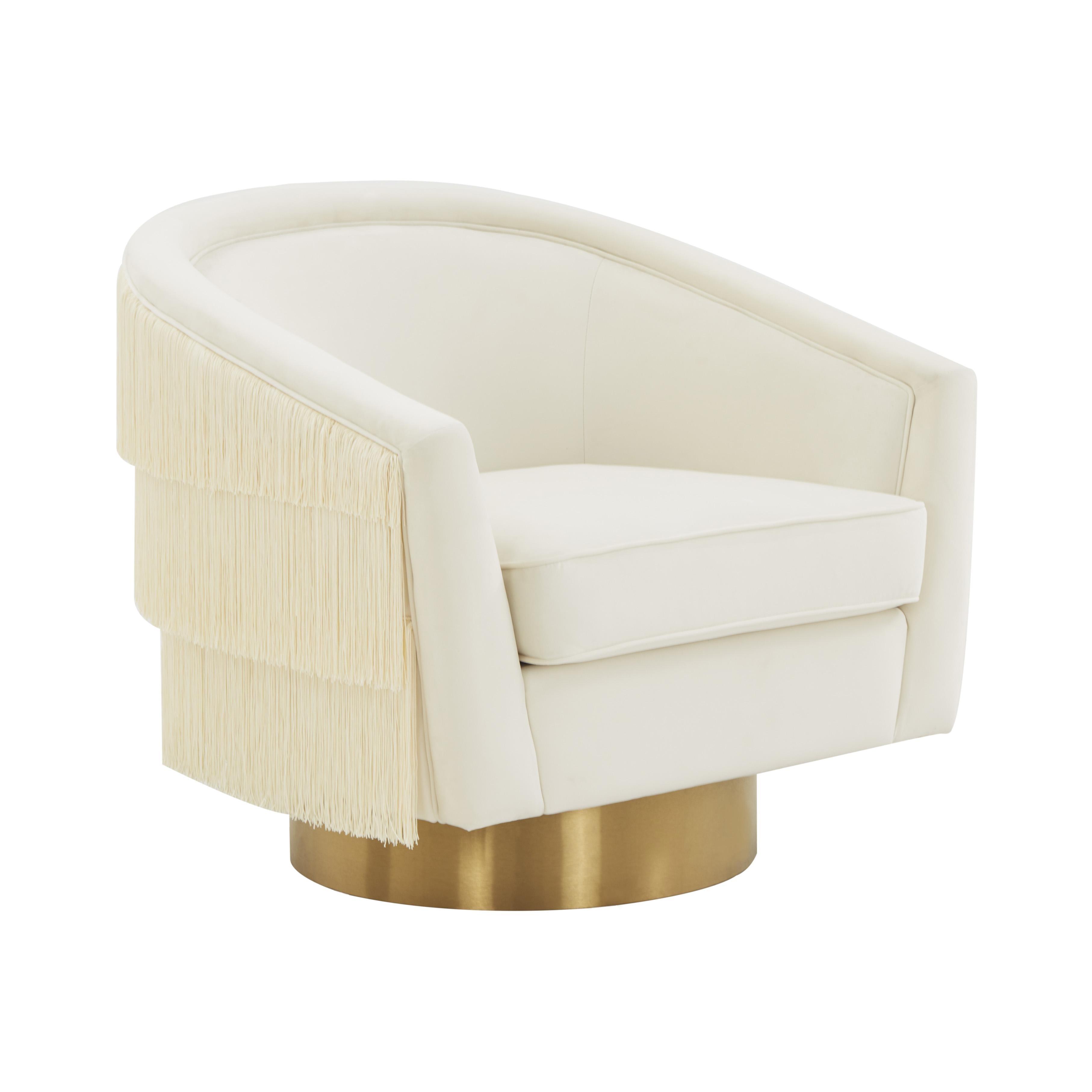 Flapper Velvet Swivel Chair in Cream
