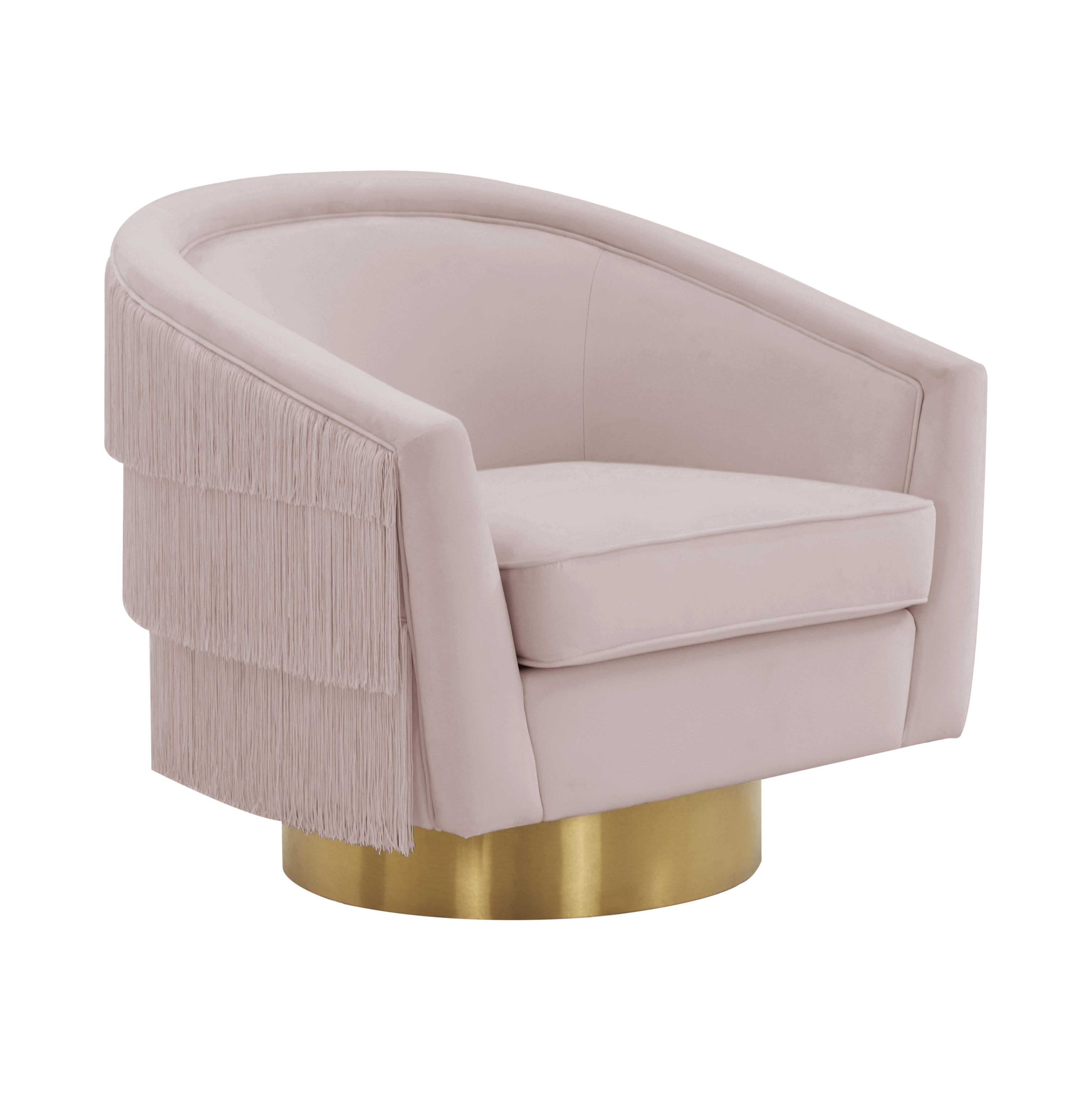 Flapper Velvet Swivel Chair in Blush
