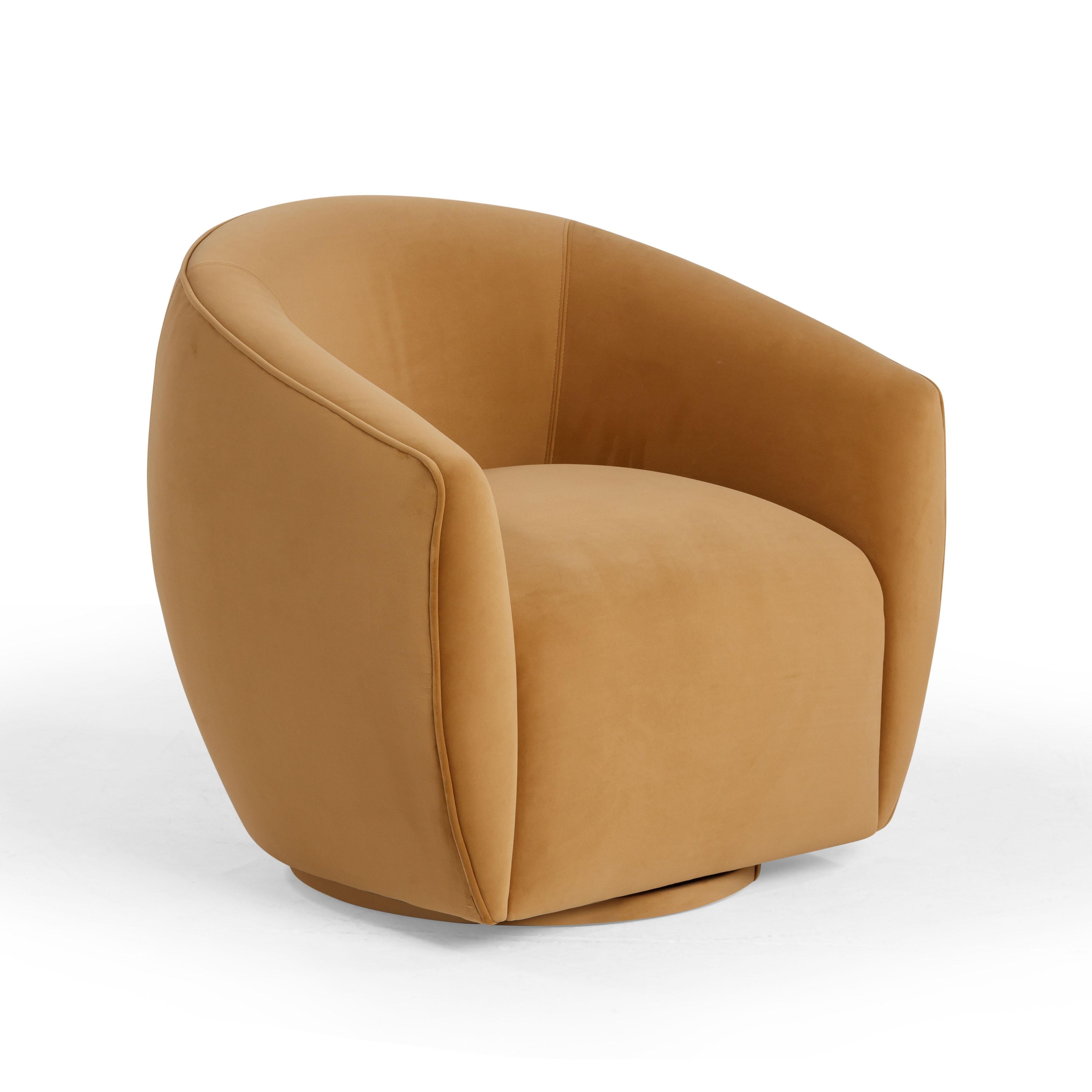 Jordan Performance Velvet Swivel Accent Chair in Tan