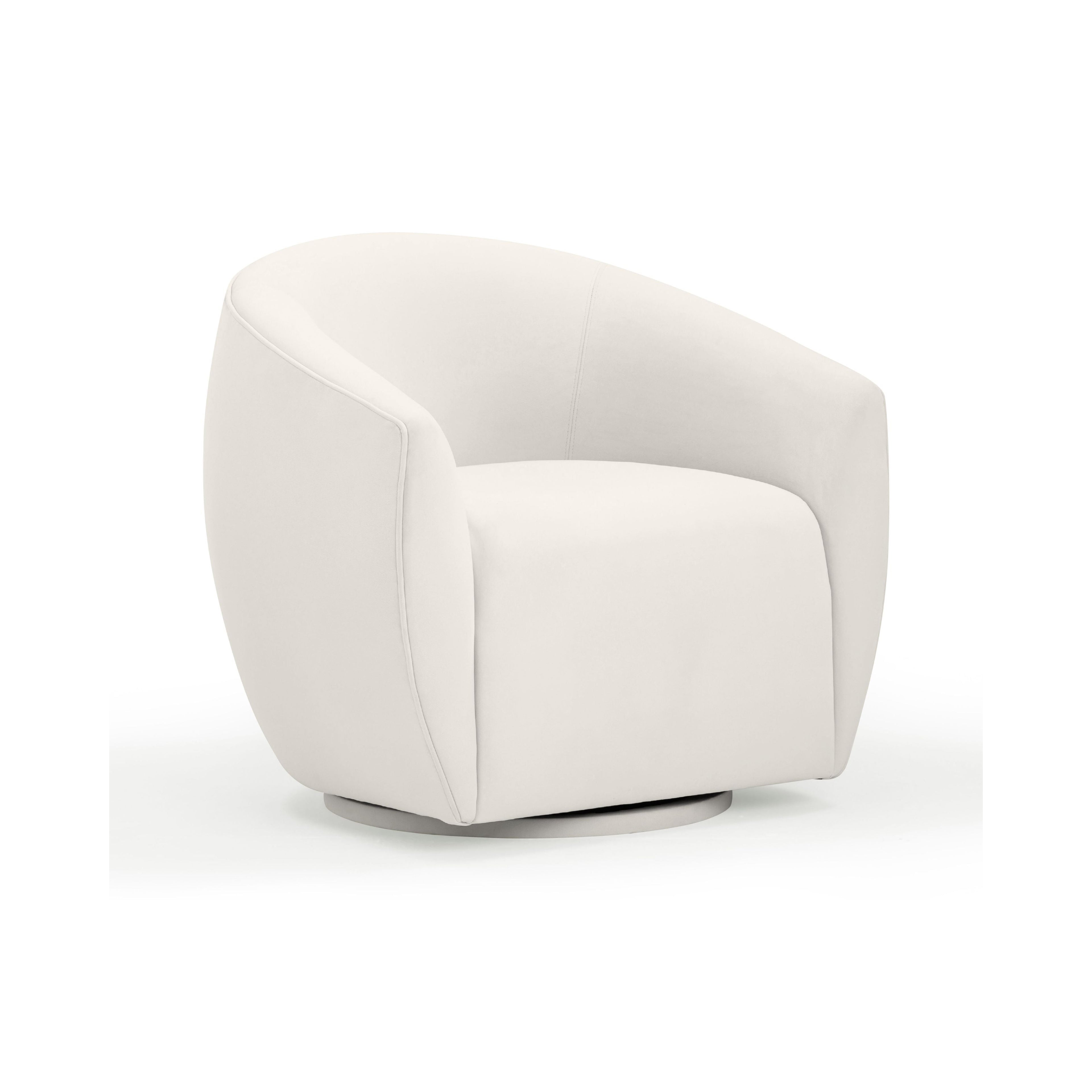 Jordan Performance Velvet Swivel Accent Chair in Cream