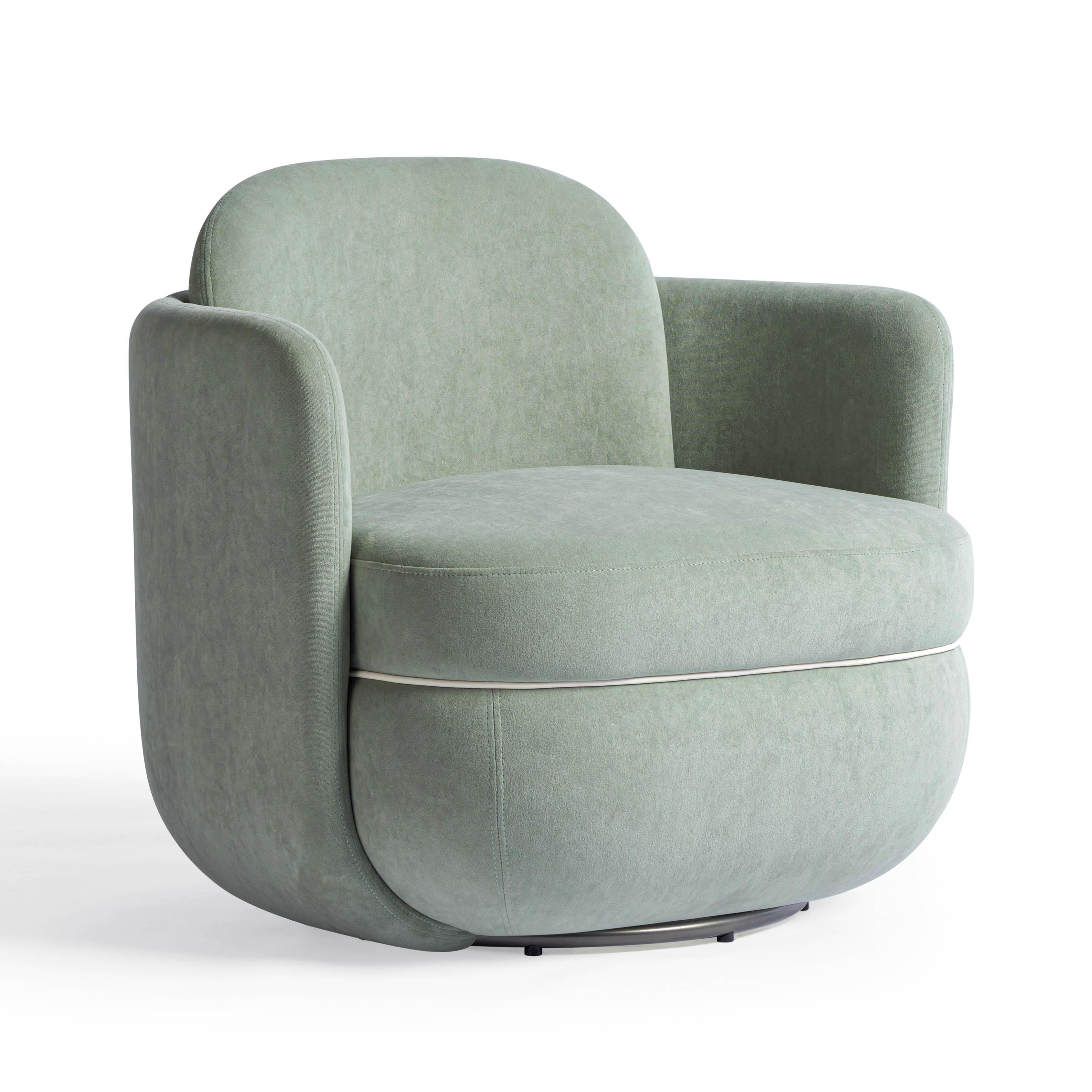 Wolfie Performance Velvet Swivel Accent Chair in Mint Green