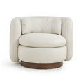 Nura Performance Vegan Mohair Swivel Accent Chair in Cream