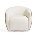Jordan Contrast Piping Performance Velvet Swivel Accent Chair in Chocolate Brown/Cream