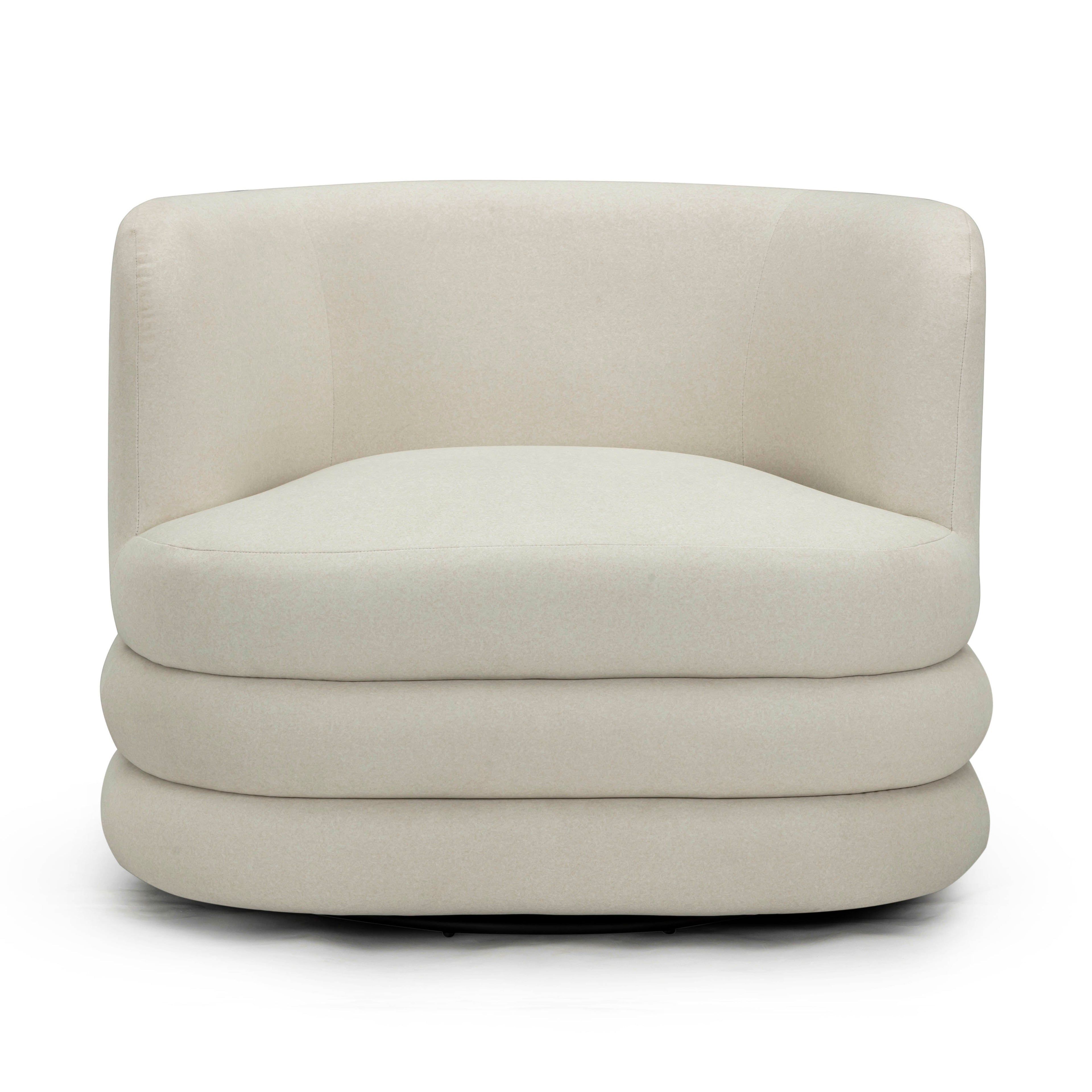 Astor Performance Faux Mohair Swivel Hotel Lounge Chair in Cream