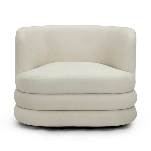 Astor Performance Faux Mohair Swivel Hotel Lounge Chair in Cream