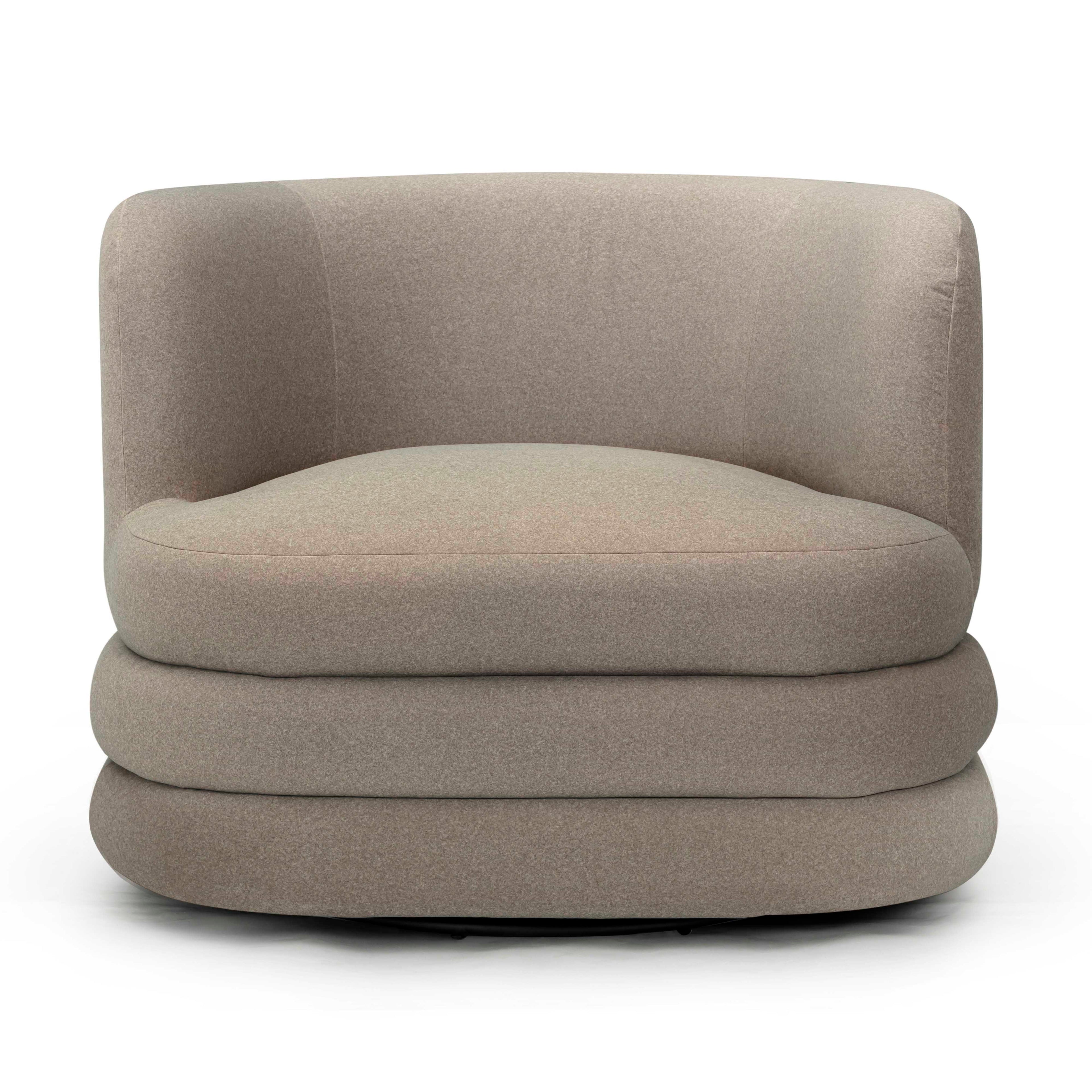 Astor Performance Faux Mohair Swivel Hotel Lounge Chair in Taupe