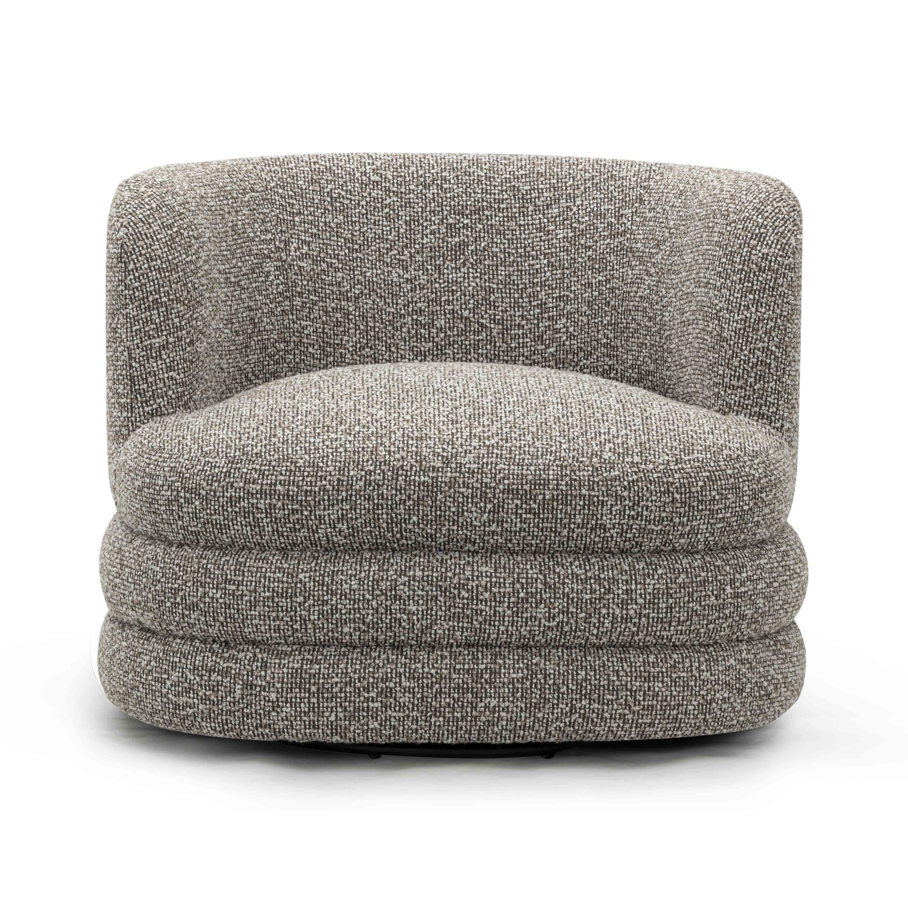 Astor Heavy Performance Boucle Swivel Hotel Lounge Chair in Heathered Grey
