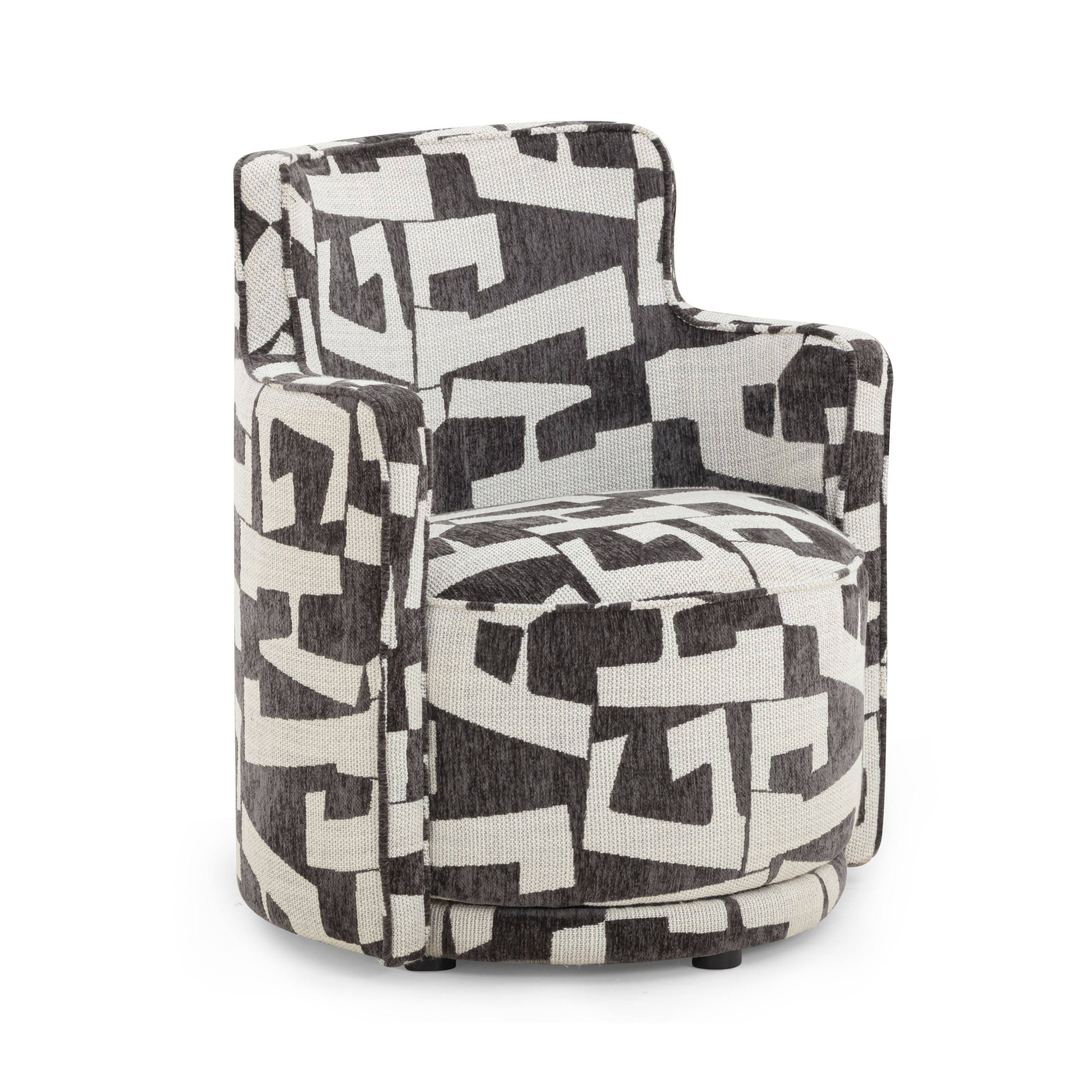 Passe Performance Jacquard Swivel Chair in Black