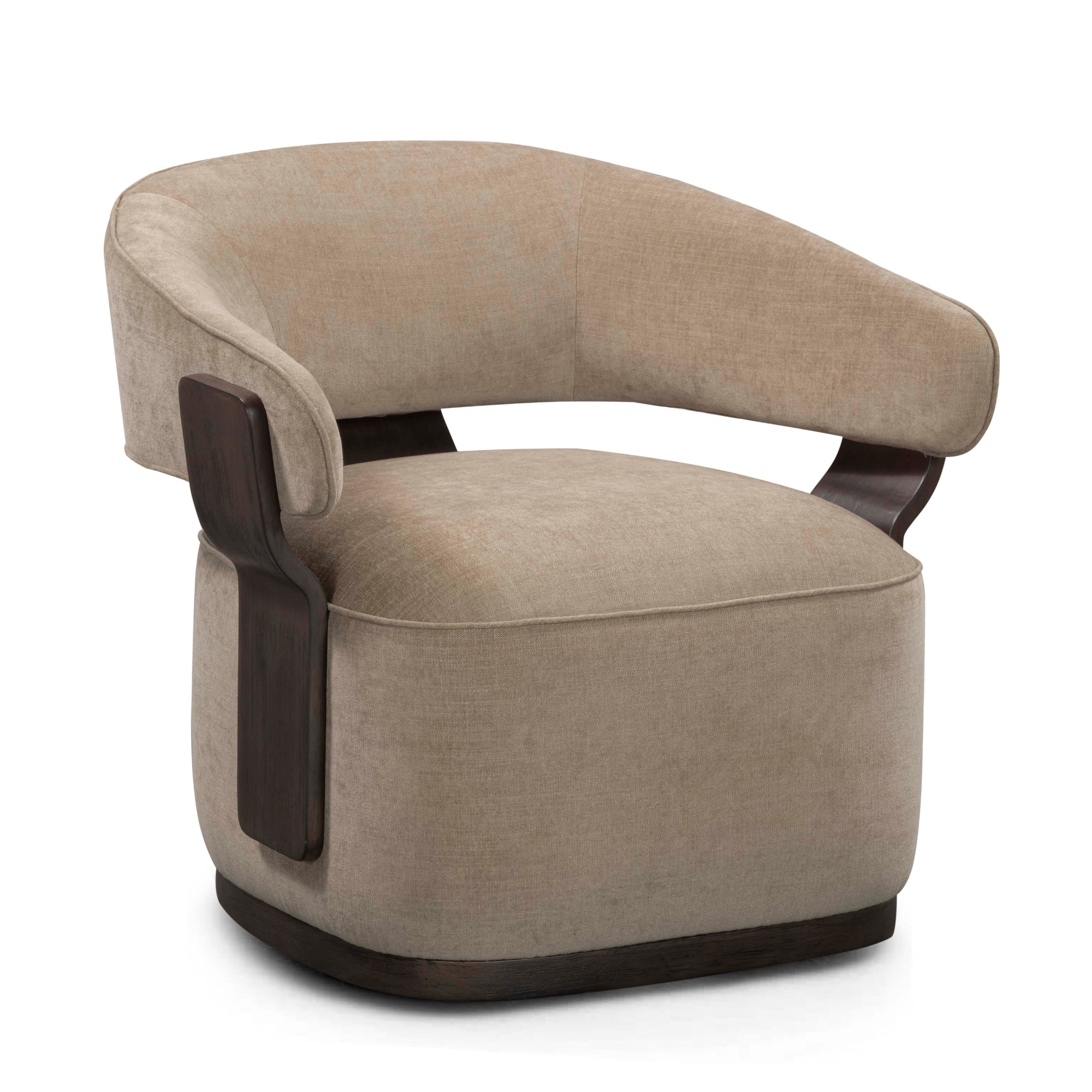 Madison Linen Performance Chenille Swivel Accent Chair in Stone