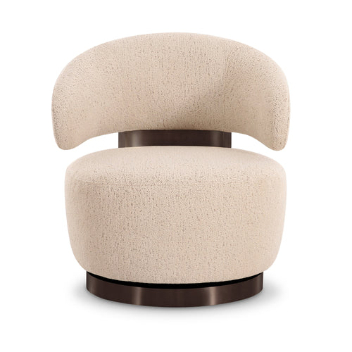 Austin Performance Boucle Swivel Accent Chair in Cream