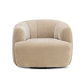Jasmine Upcycled Contract-Grade Basketweave Fabric Swivel Accent Chair in Oat