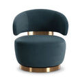 Austin Dark Performance Velvet Swivel Accent Chair in Teal