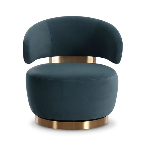 Austin Dark Performance Velvet Swivel Accent Chair in Teal