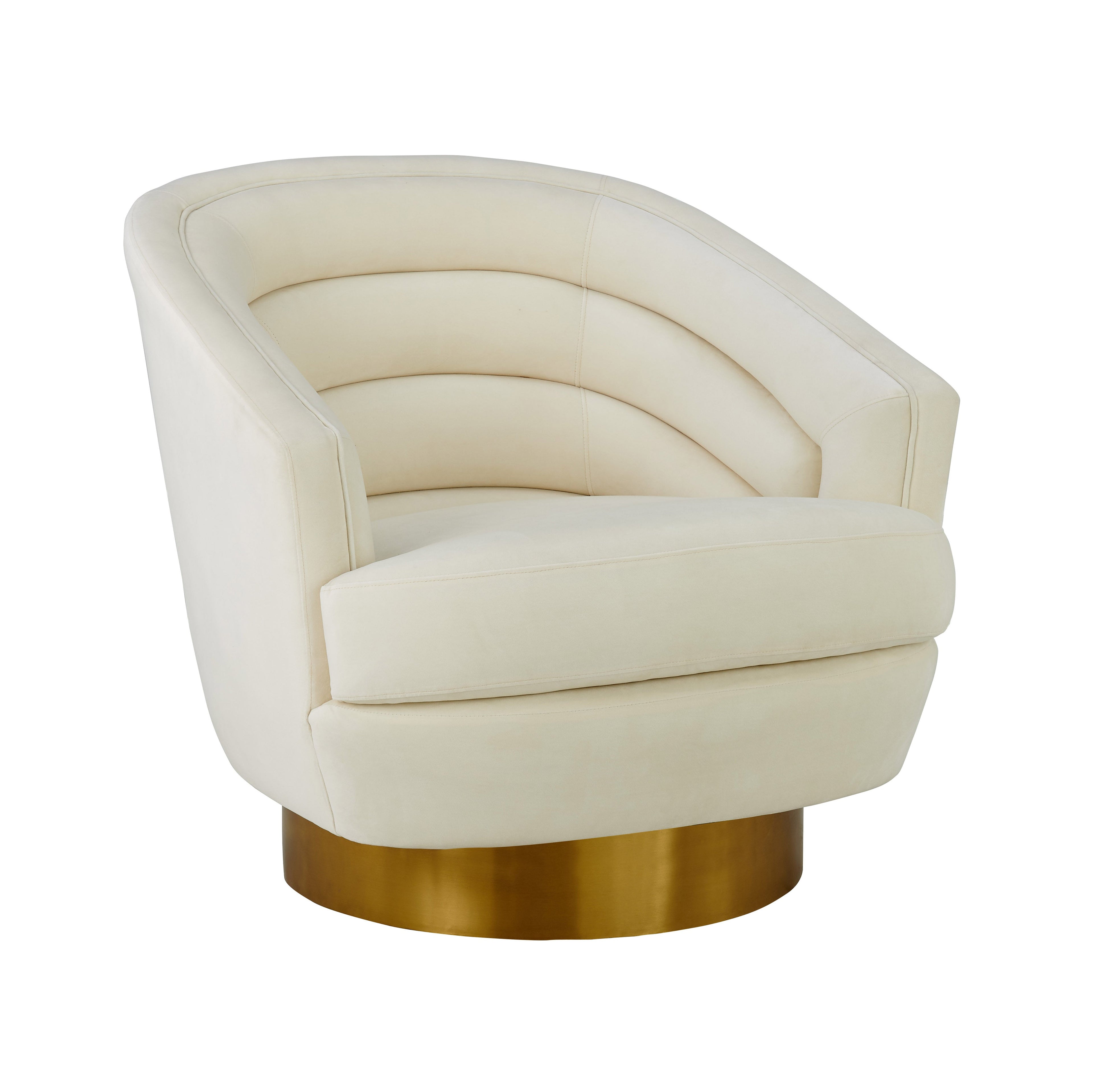 Canyon Velvet Swivel Chair in Cream