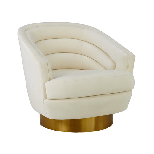 Canyon Velvet Swivel Chair in Cream