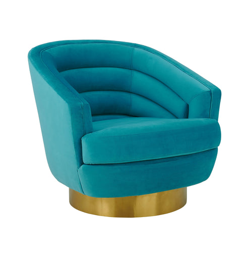 Canyon Velvet Swivel Chair in Blue