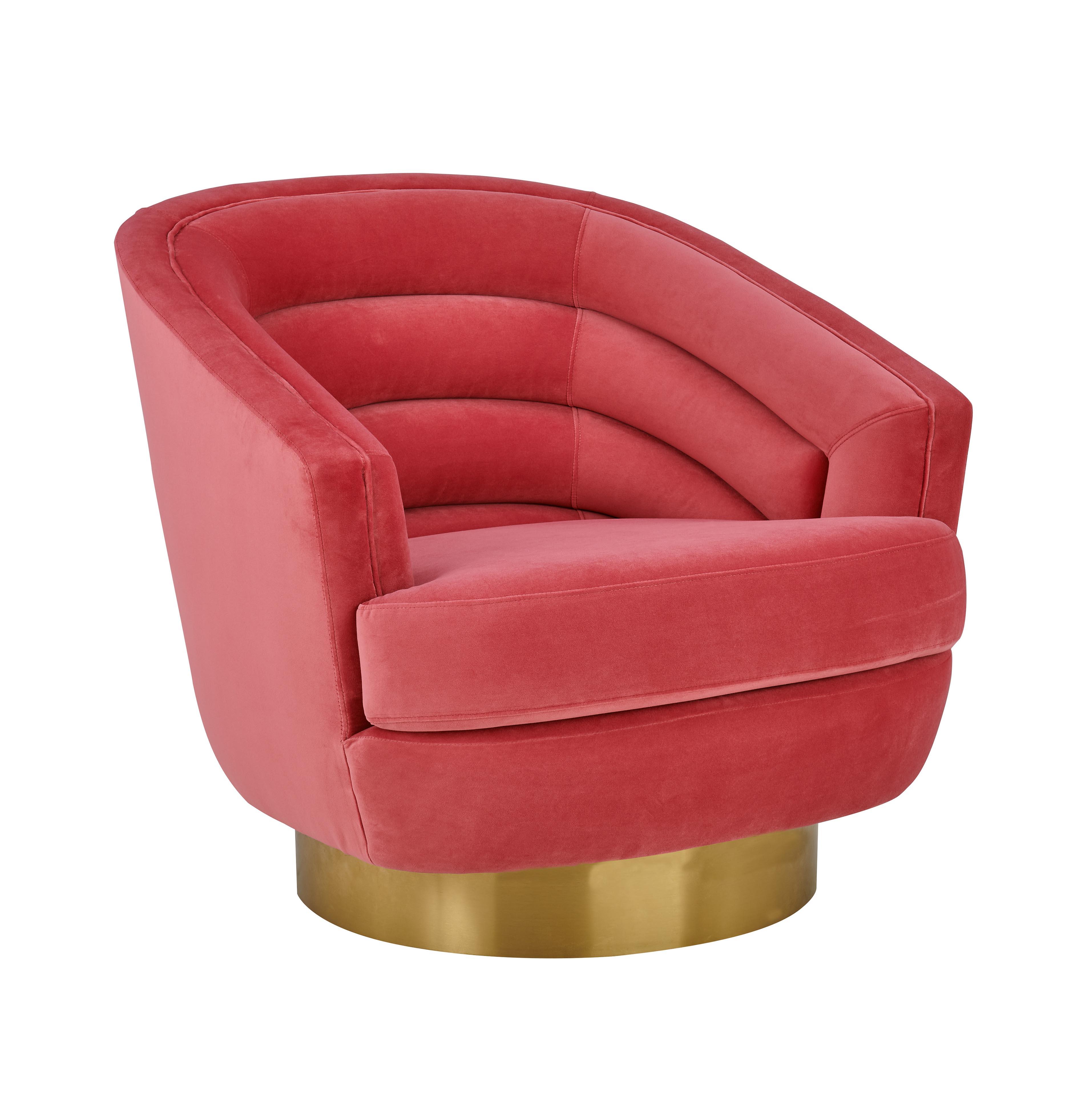 Canyon Velvet Swivel Chair in Pink