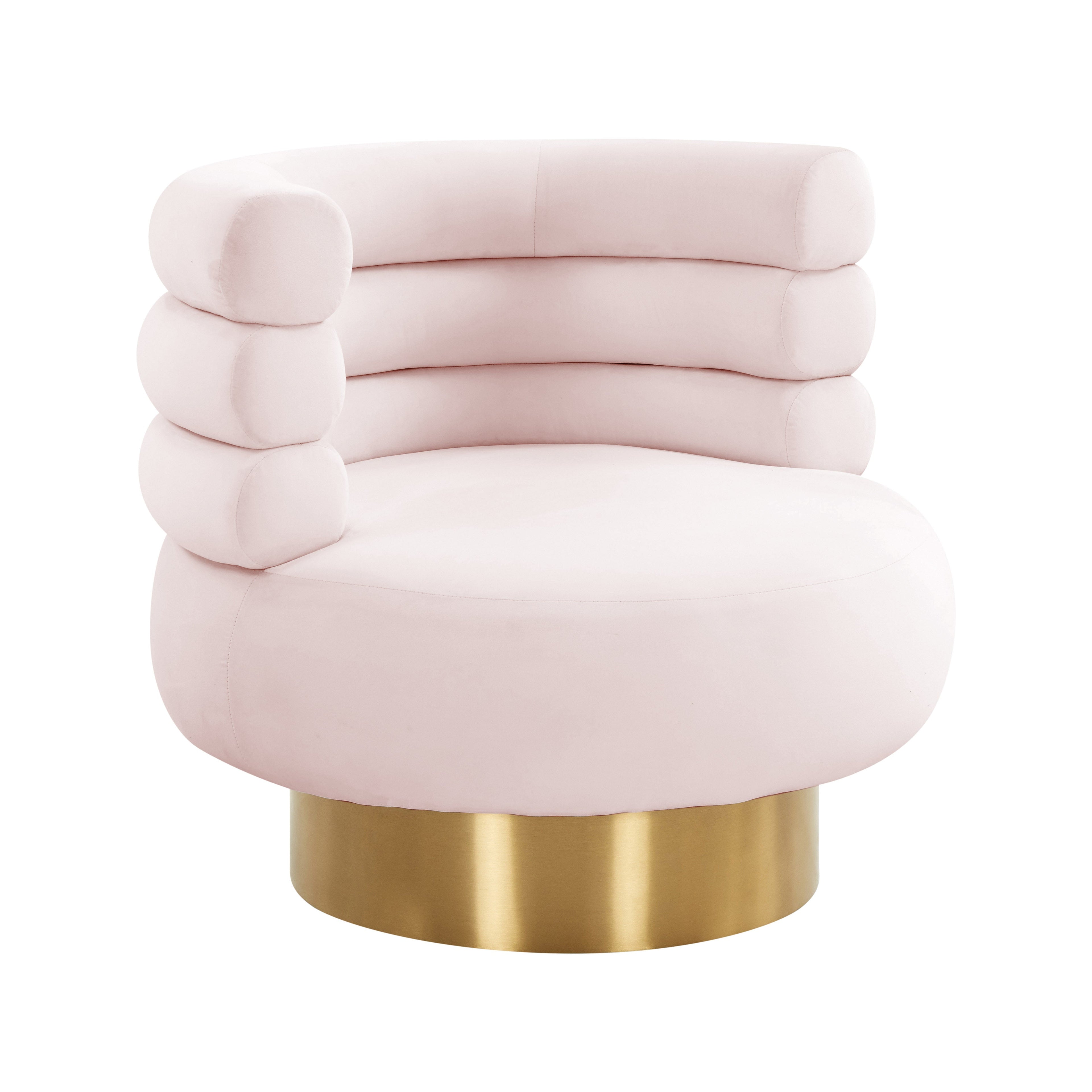 Naomi Velvet Performance Swivel Accent Chair in Blush