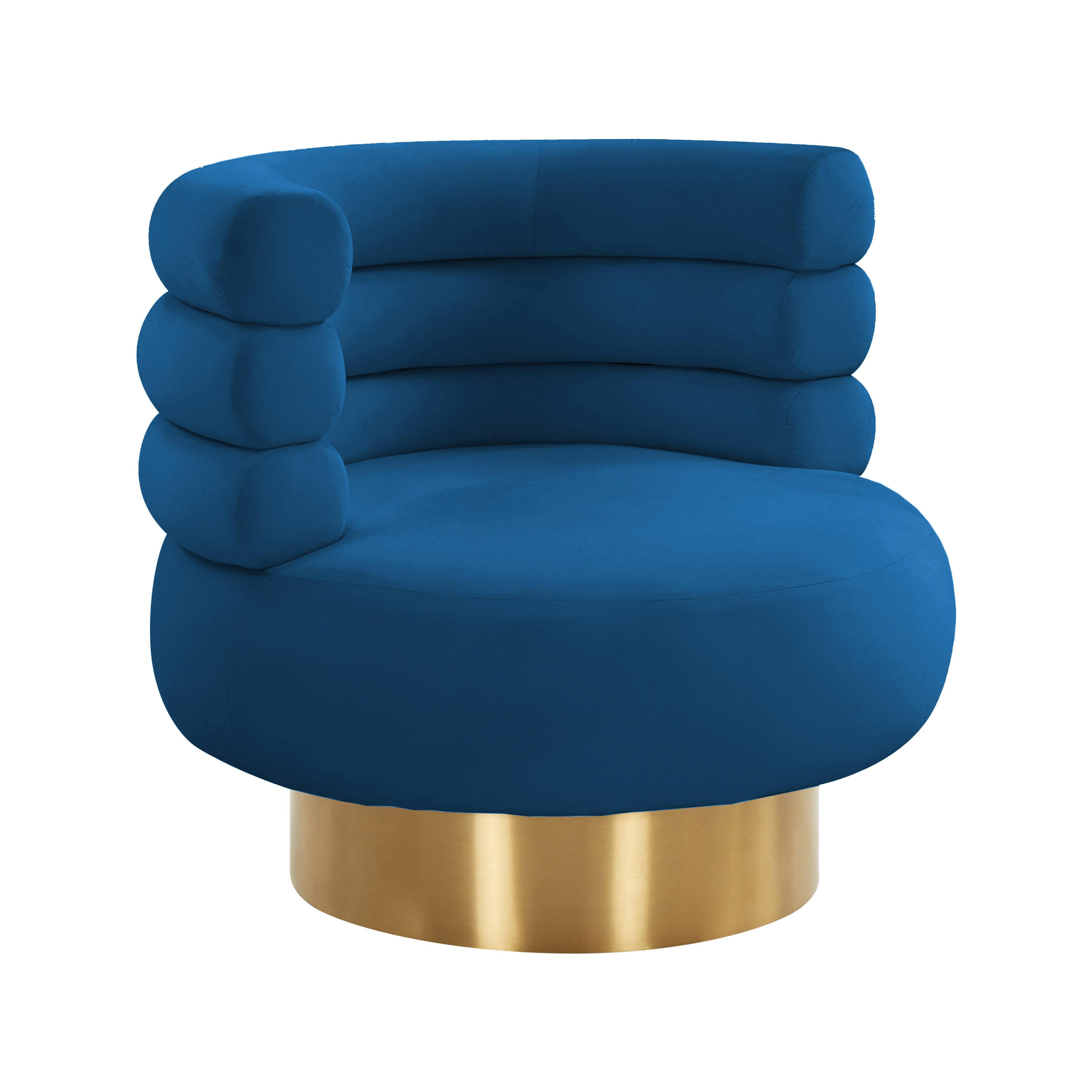 Naomi Velvet Performance Swivel Accent Chair in Navy