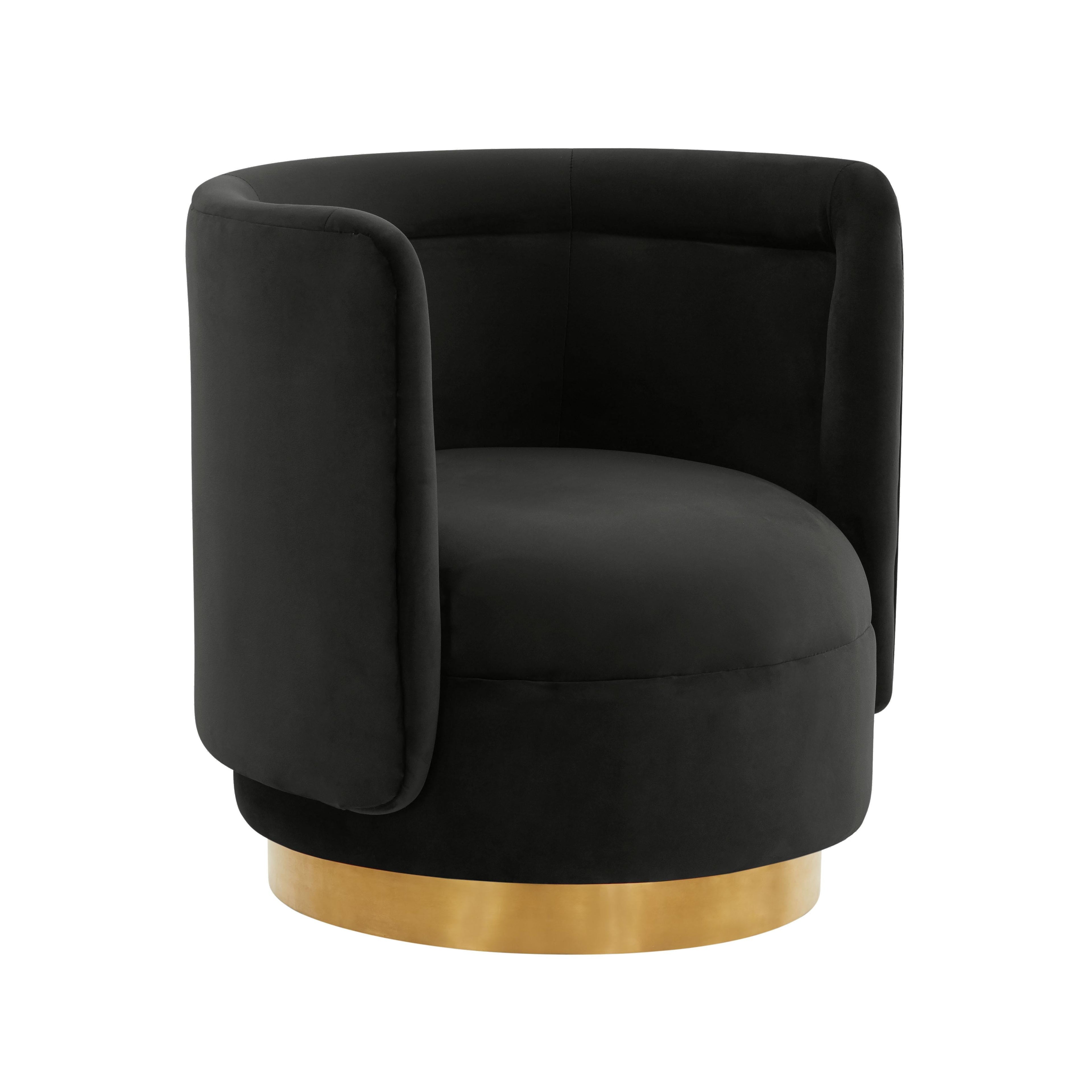 Remy Velvet Swivel Chair in Black