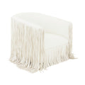 Shag Me Performance Vegan Leather Swivel Accent Chair in Ivory