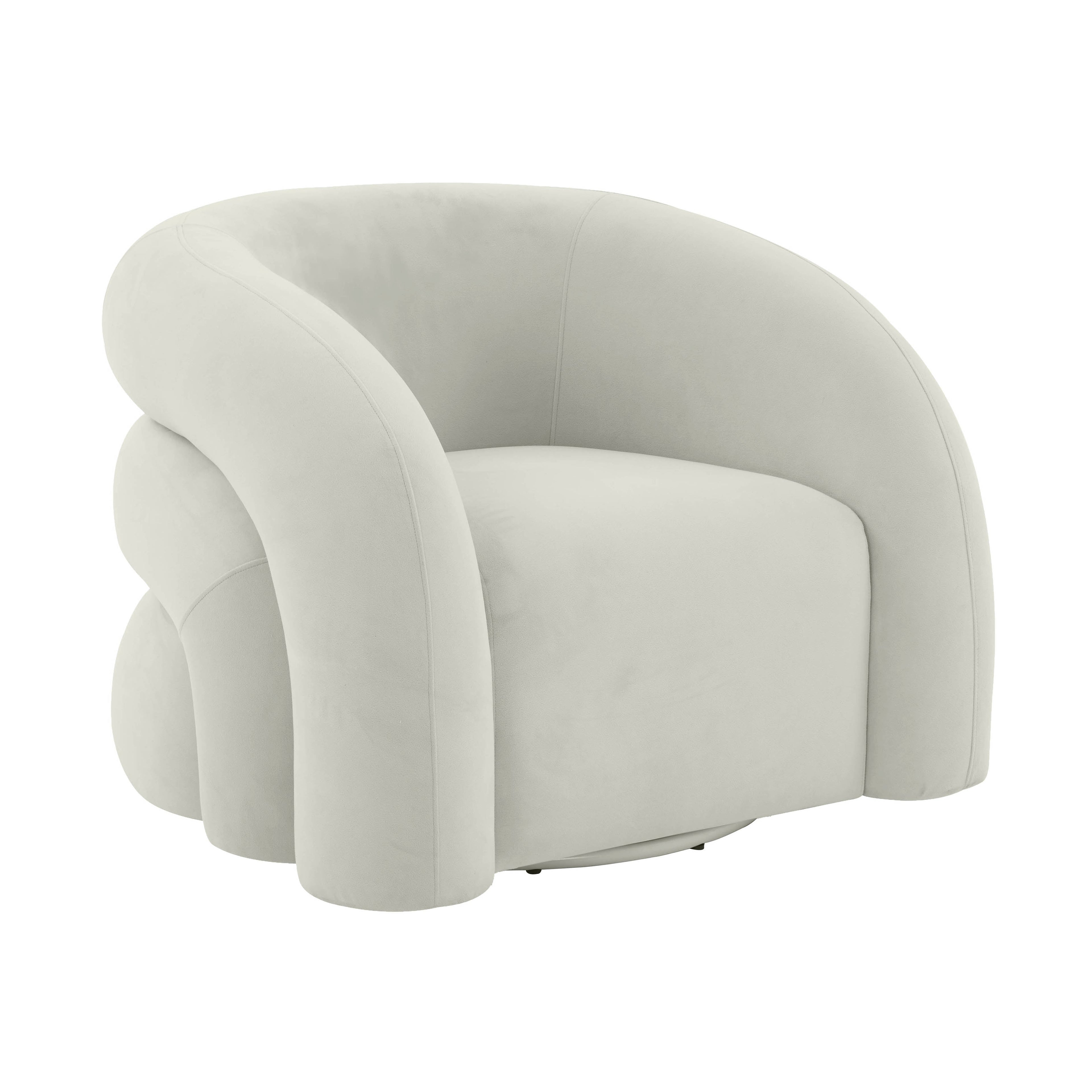 Slipper Upholstered Swivel Chair in Light Grey
