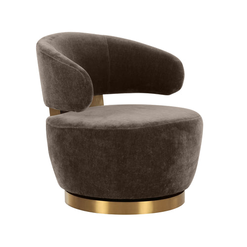 Austin Upcycled Contract-Grade Fabric Swivel Accent Chair in Chocolate
