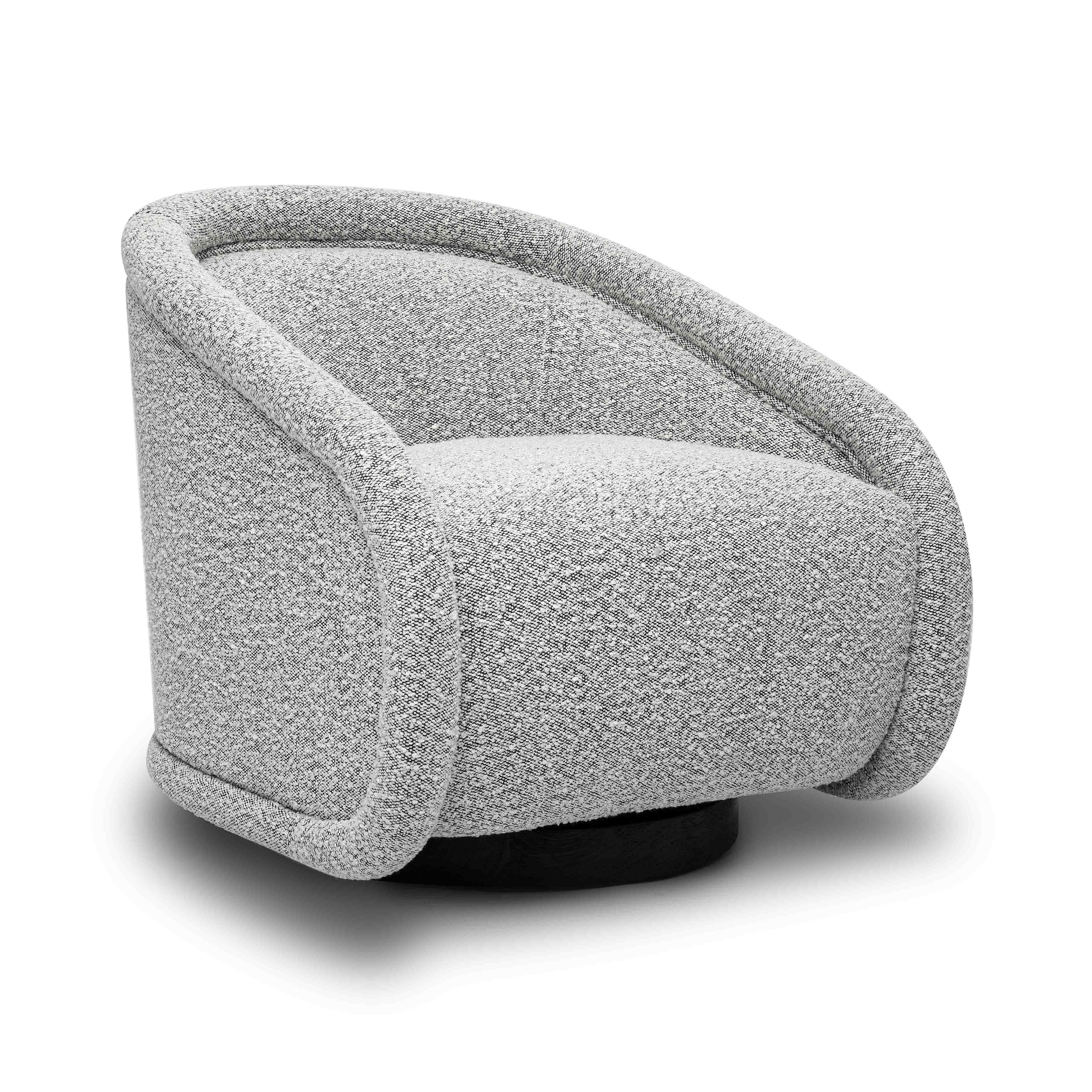 Rory Performance Boucle Swivel Accent Chair in Grey