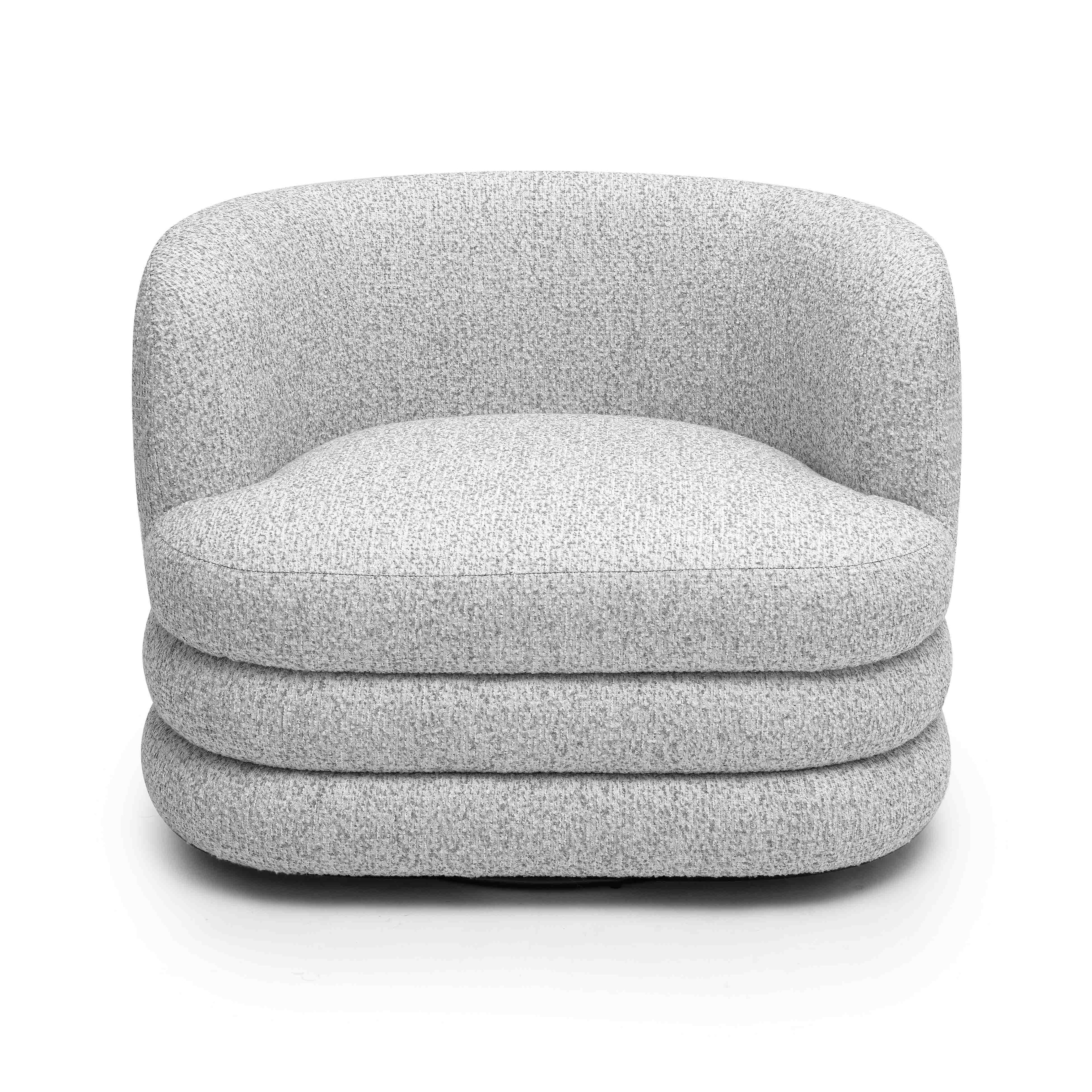 Astor Heavy Performance Boucle Swivel Hotel Lounge Chair in Light Grey