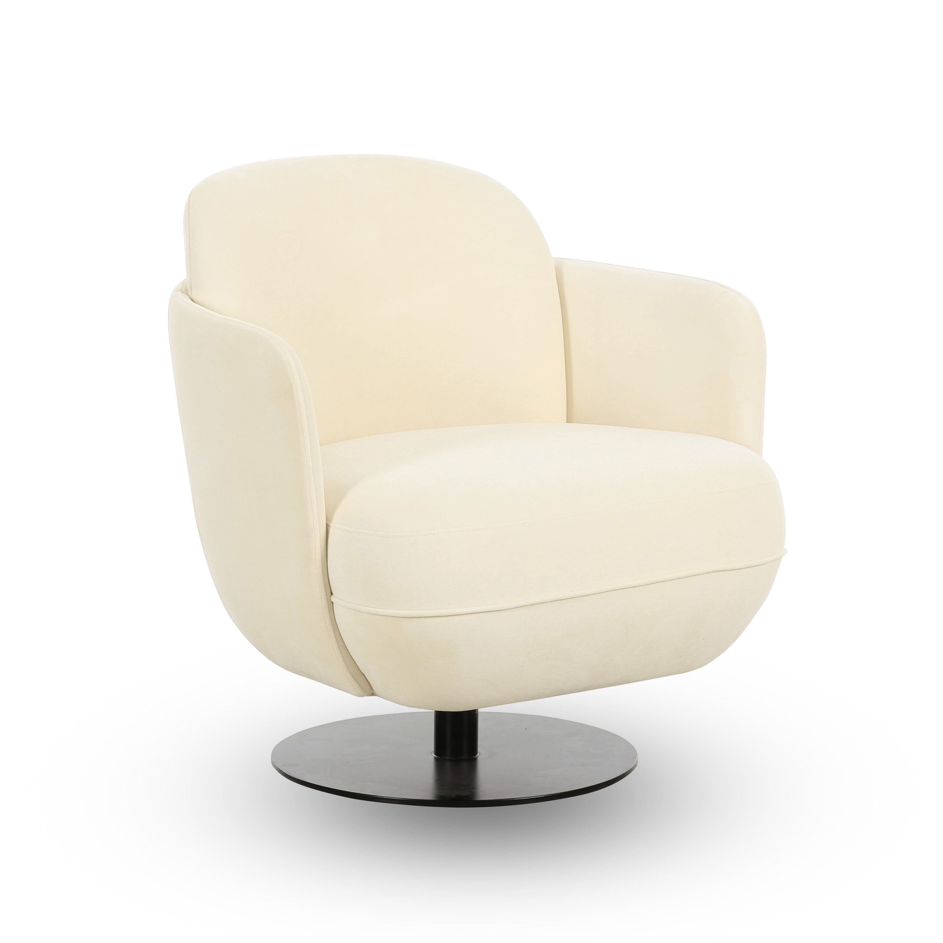 Solange Performance Velvet Swivel Accent Chair in Cream