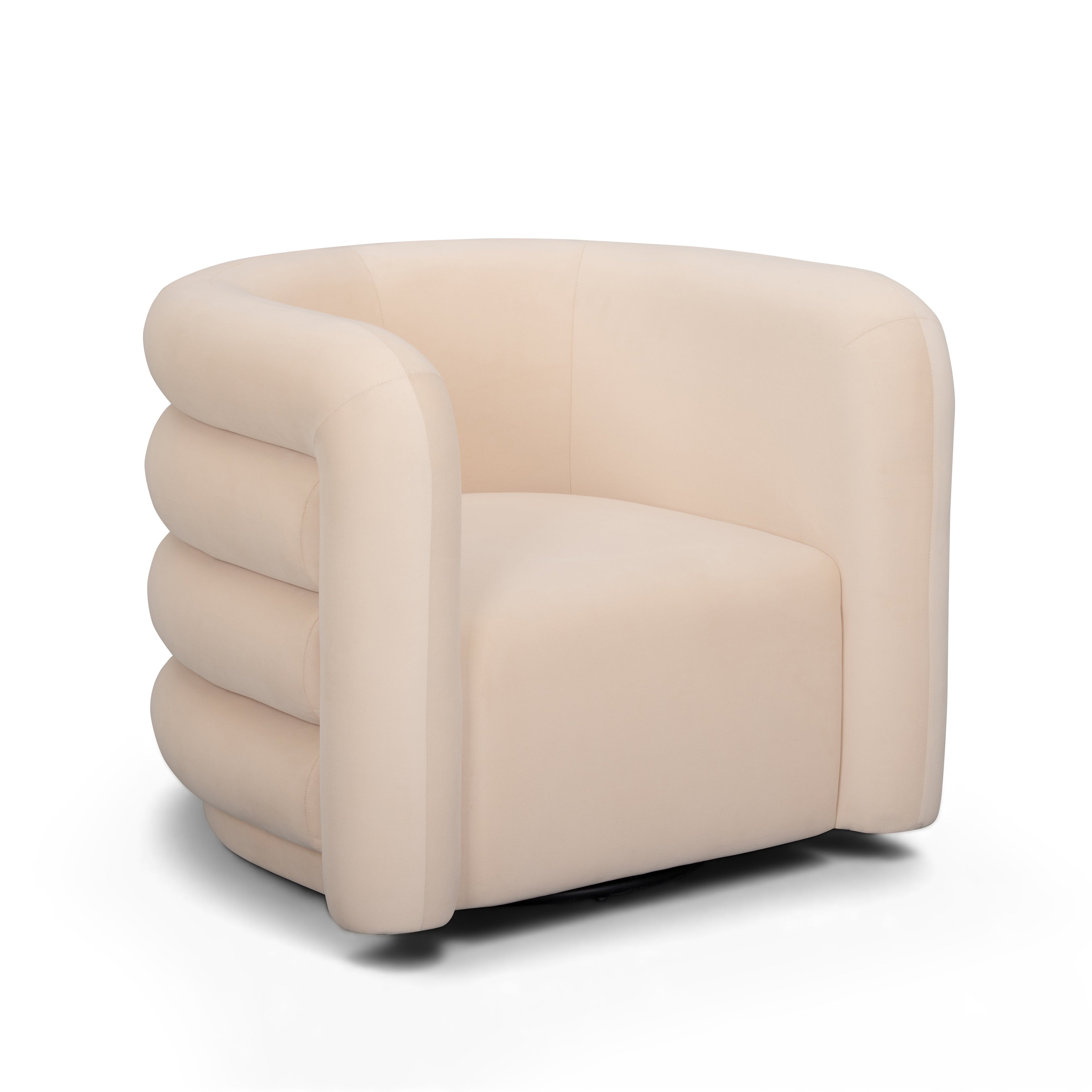 Curves Performance Velvet Swivel Accent Chair in Peach